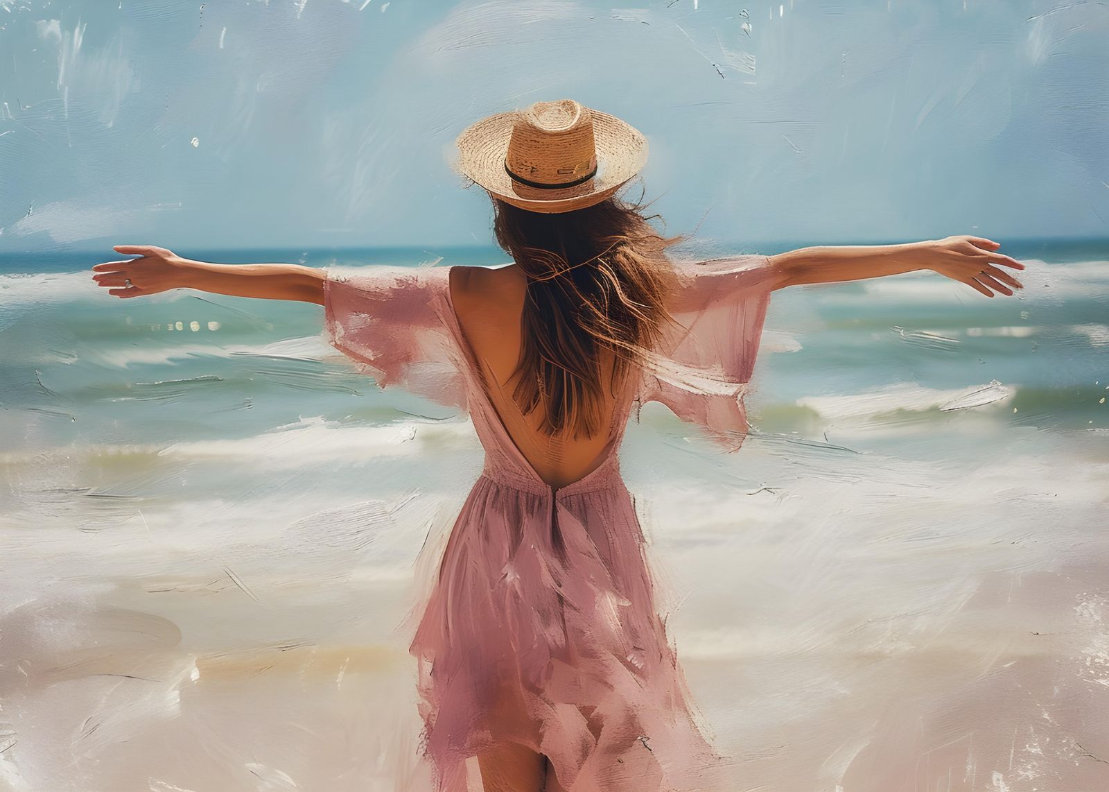 Serene Beach Embrace Wall Art