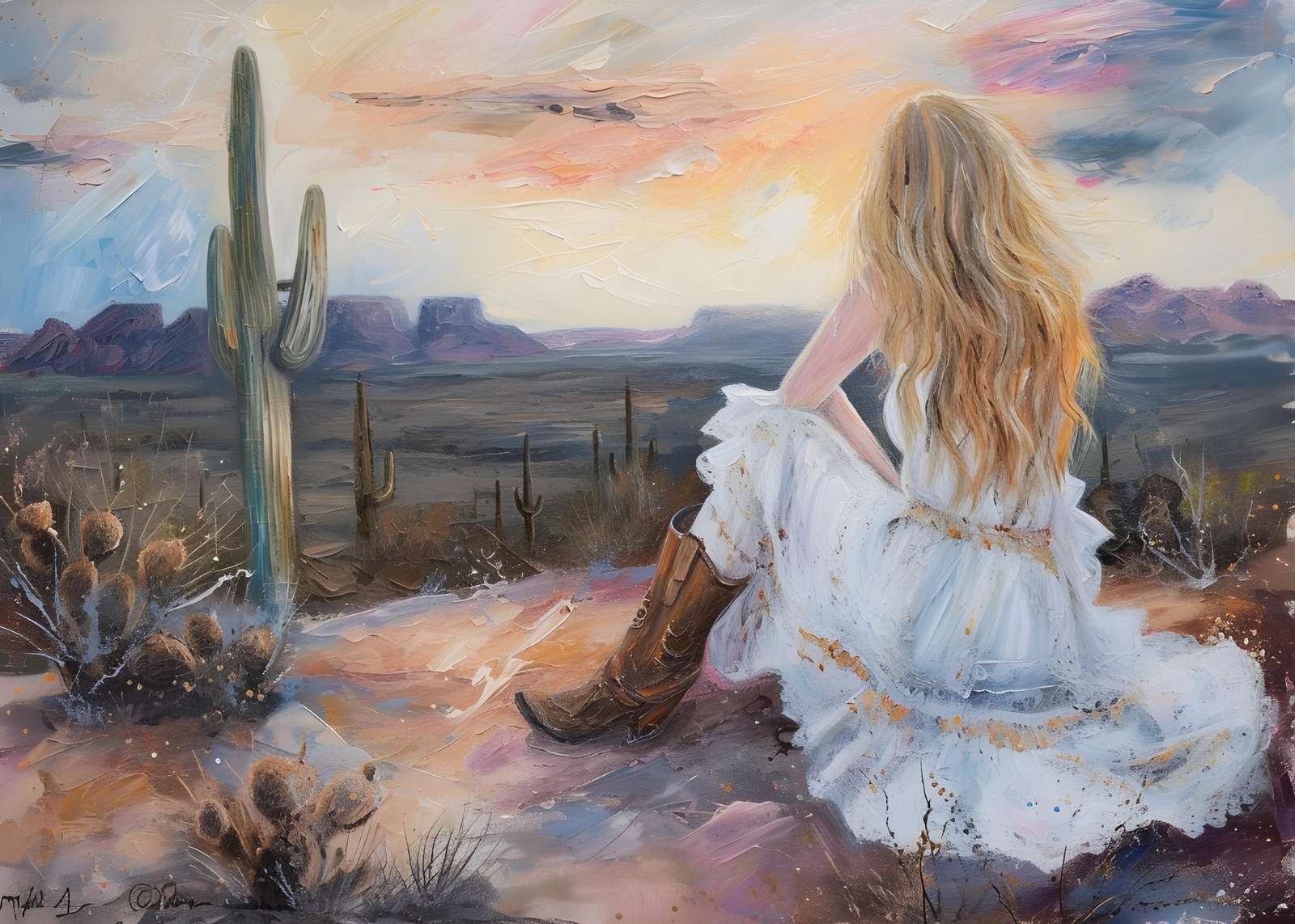 Desert Sunset Dreamer Cowgirl Wall Art