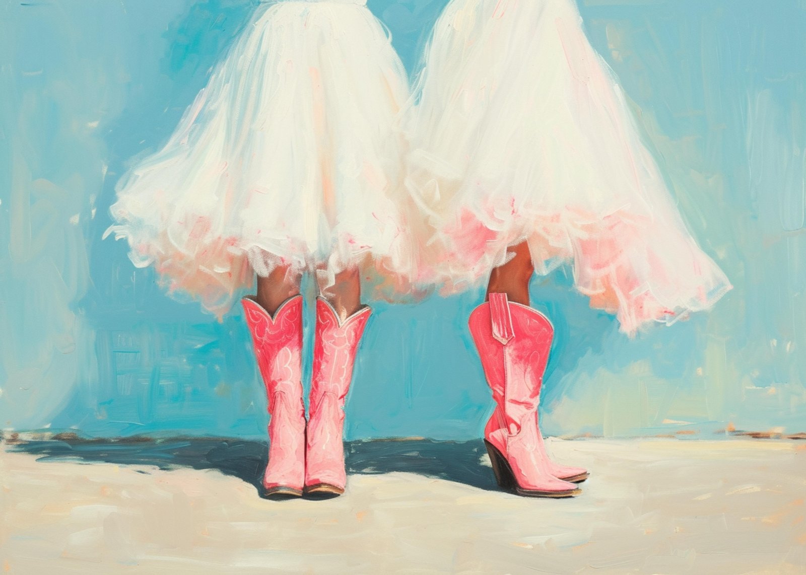 Pink Cowgirl Boots & Tutu Chic Wall Art