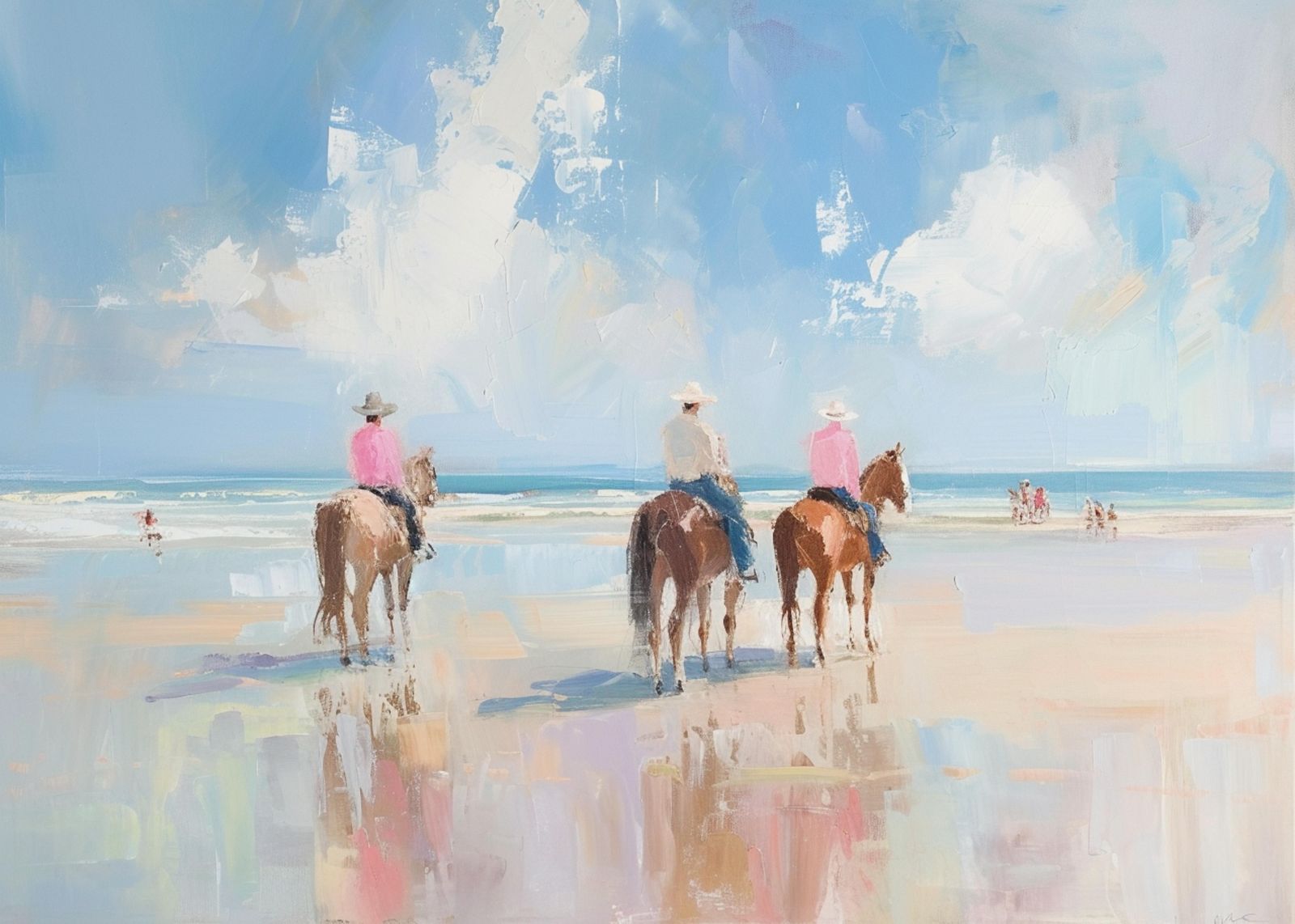 Beach Horseback Riders Sky Wall Art