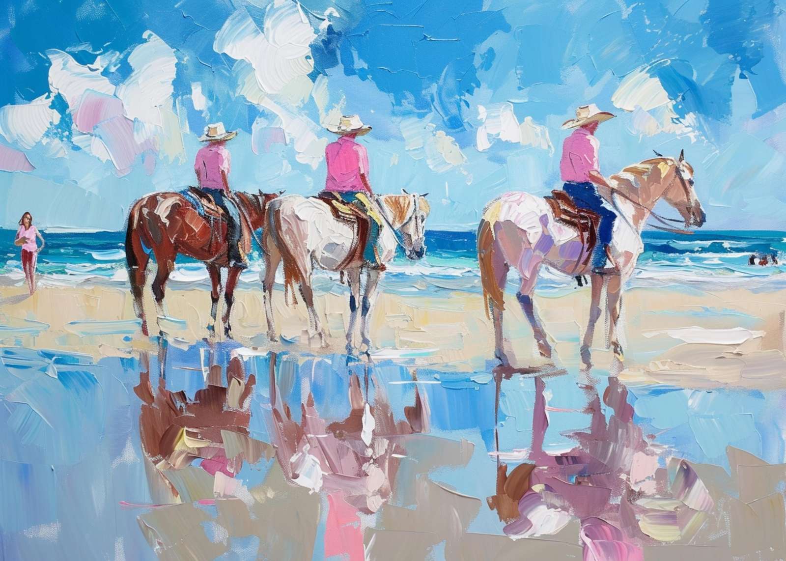 Beach Horse Riding Impressionist Wall Art