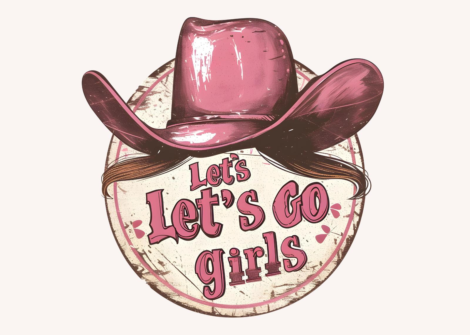 Let's Go Girls Pink Cowboy Hat Wall Art
