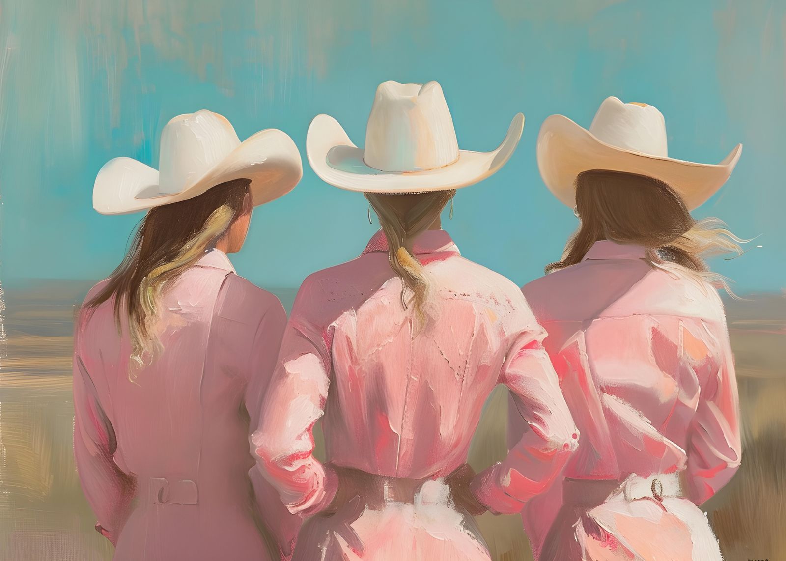 Pink Cowgirl Trio Western Aesthetic Wall Art
