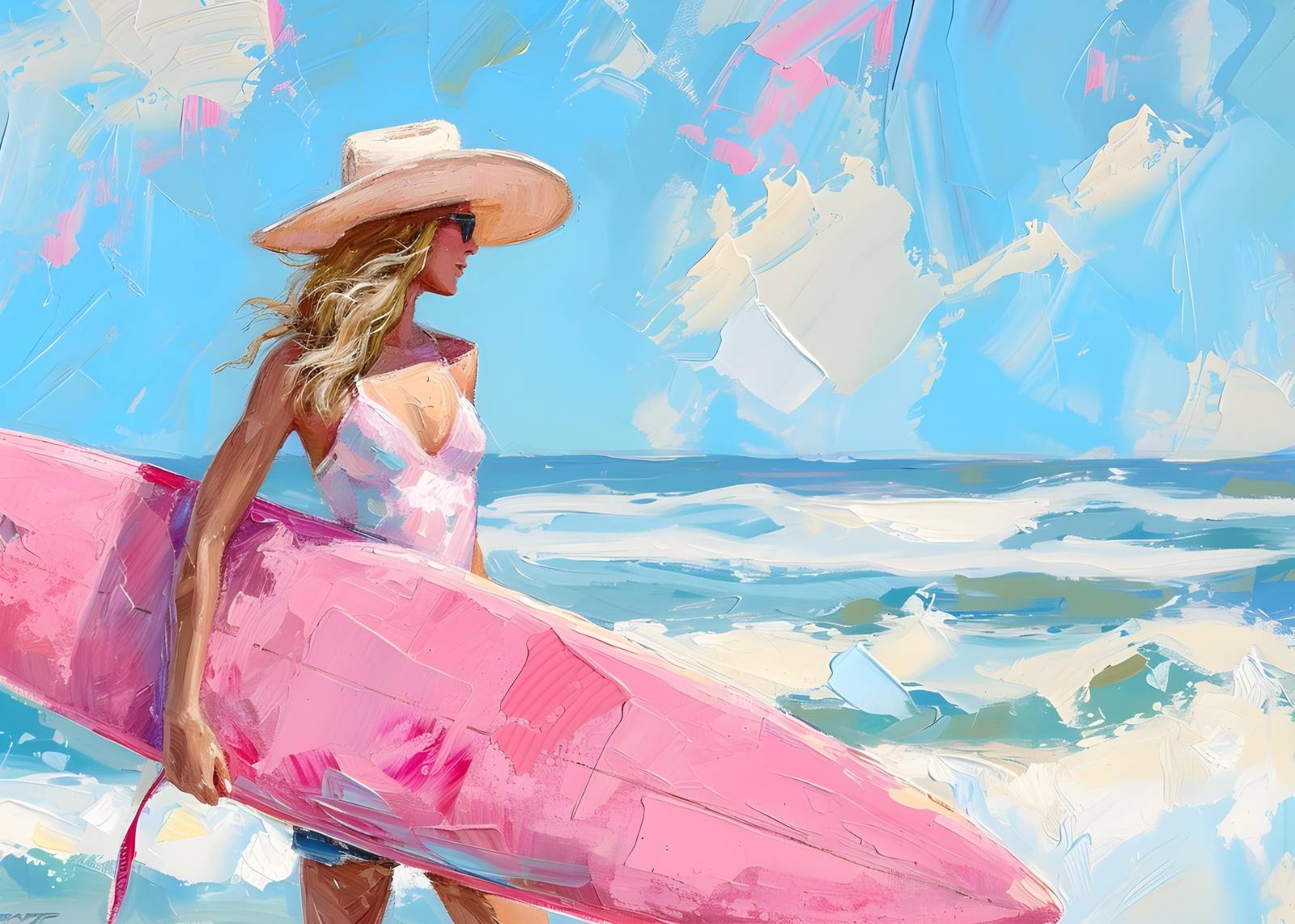 Beach Babe Surfing Dream Wall Art