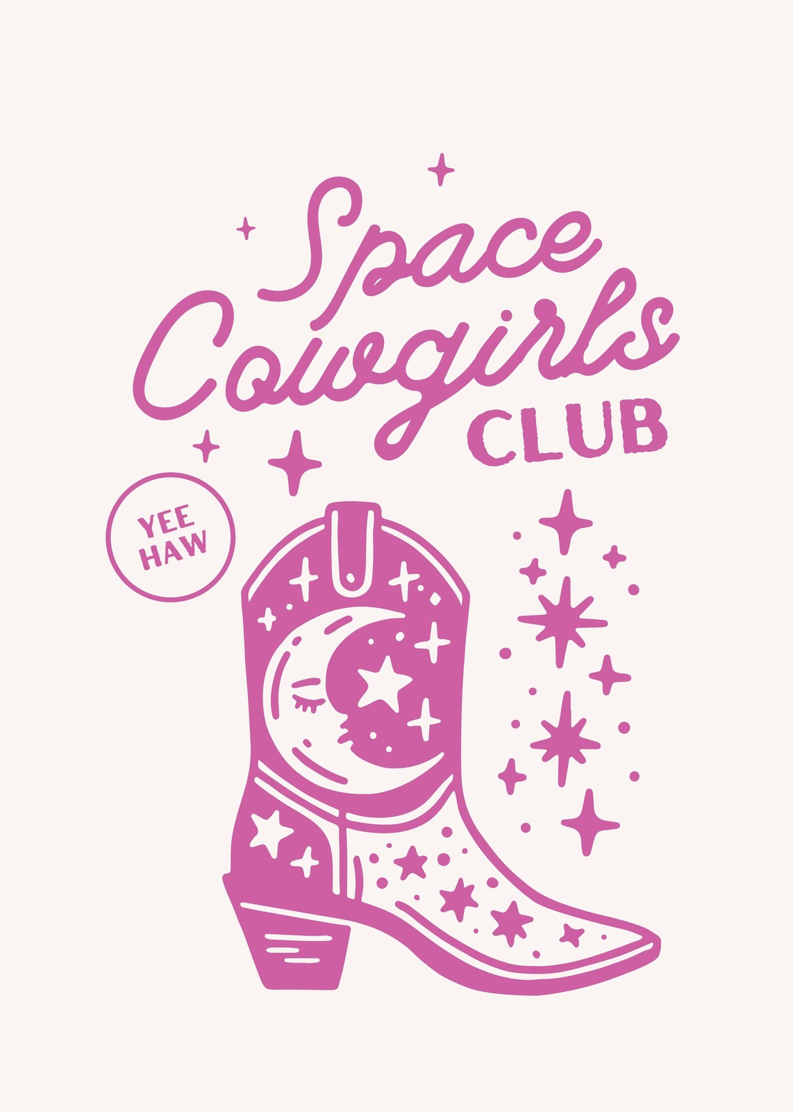 Space Cowgirl Boho Moon Boot Wall Art