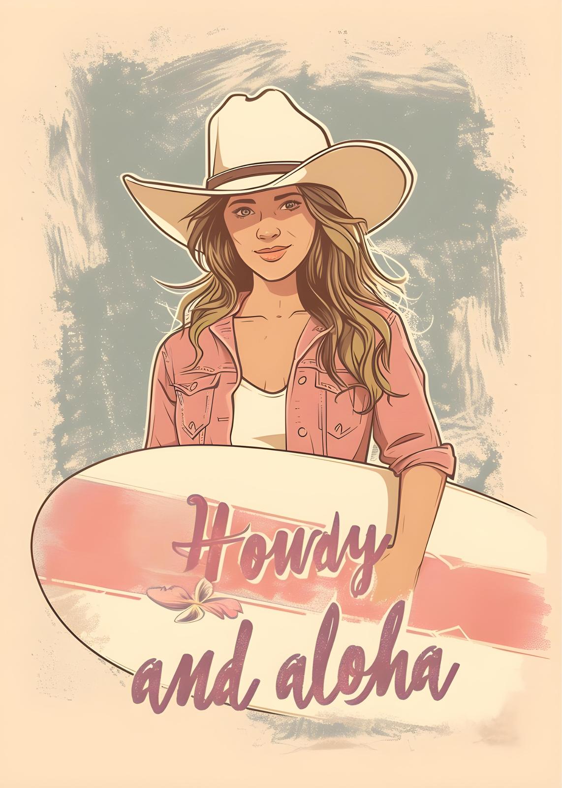 Cowgirl Surf Vibes "Howdy & Aloha" Wall Art