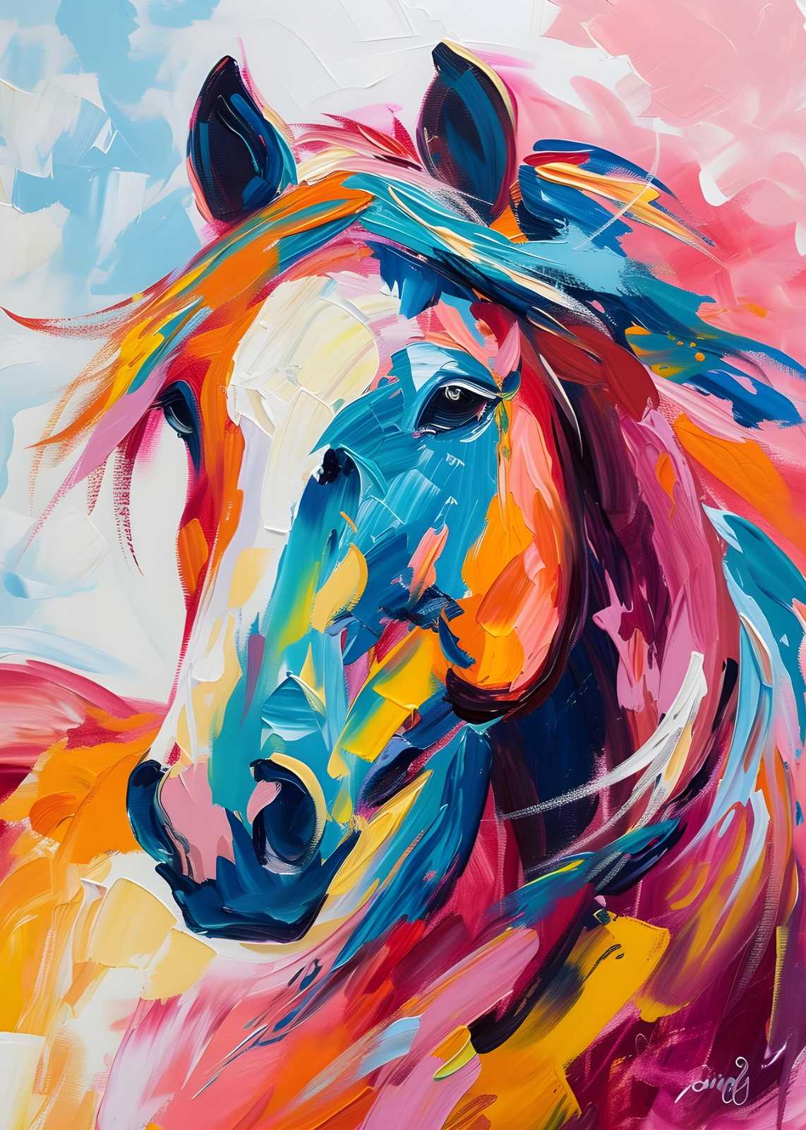 Vibrant Horse Abstract Art Wall Art
