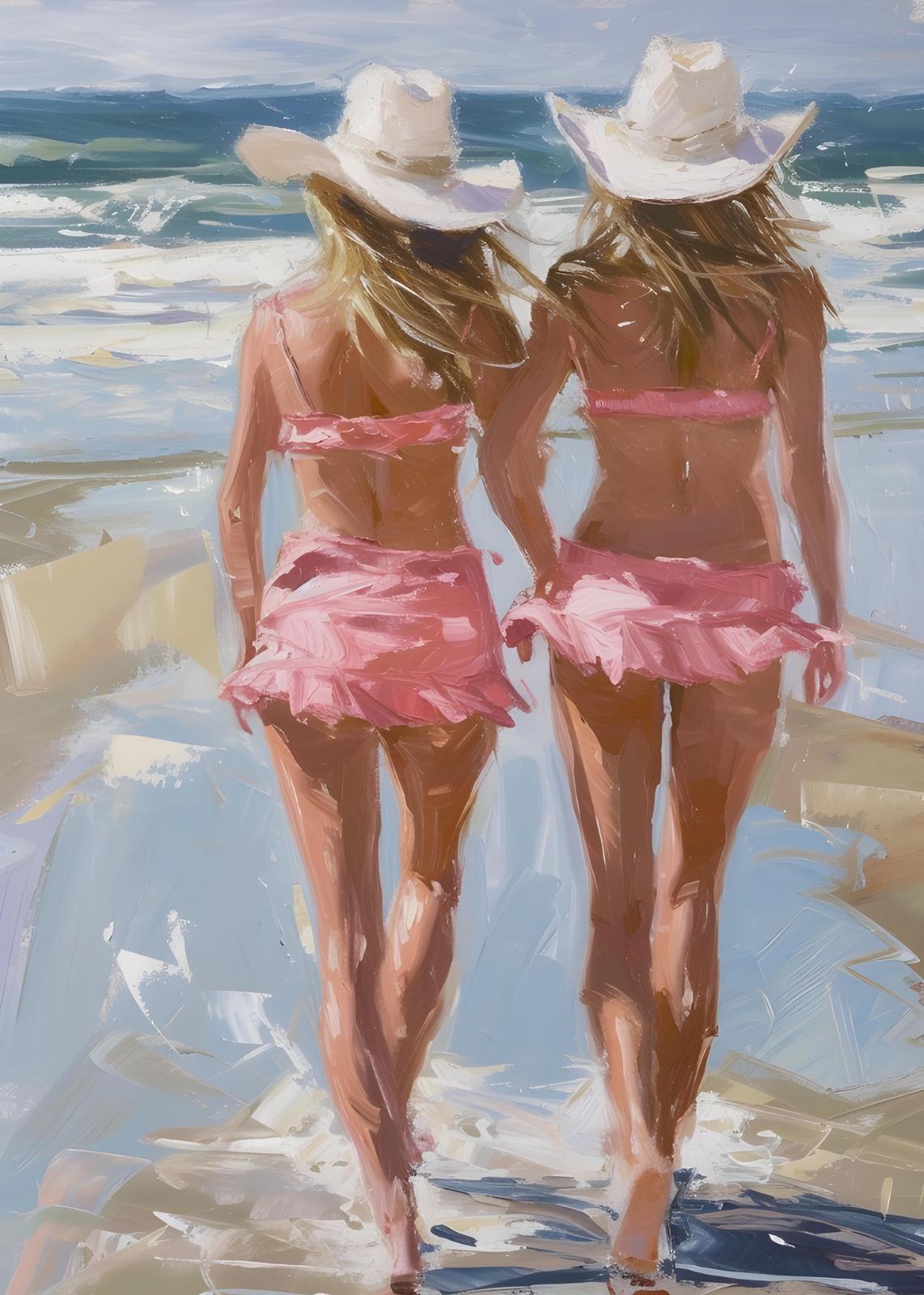 Summer Beach Vibes Two Friends Wall Art