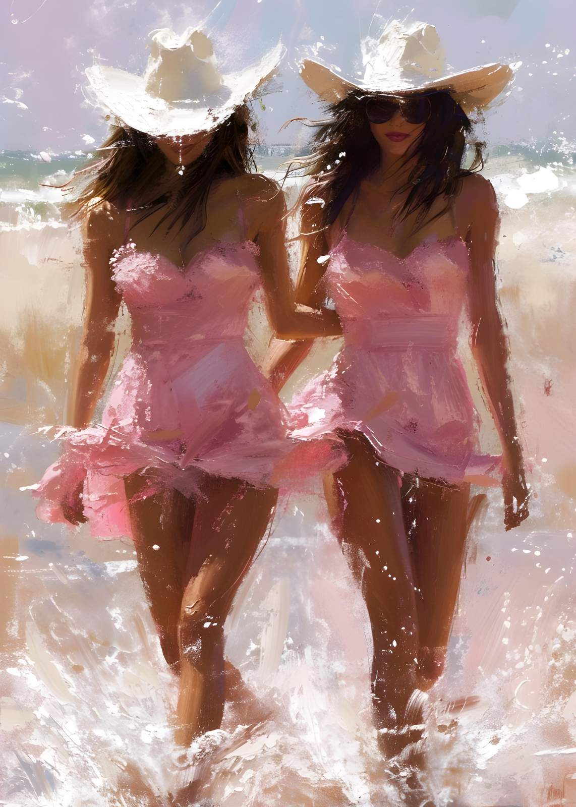 Summer Beach Vibes Pink Dresses Wall Art