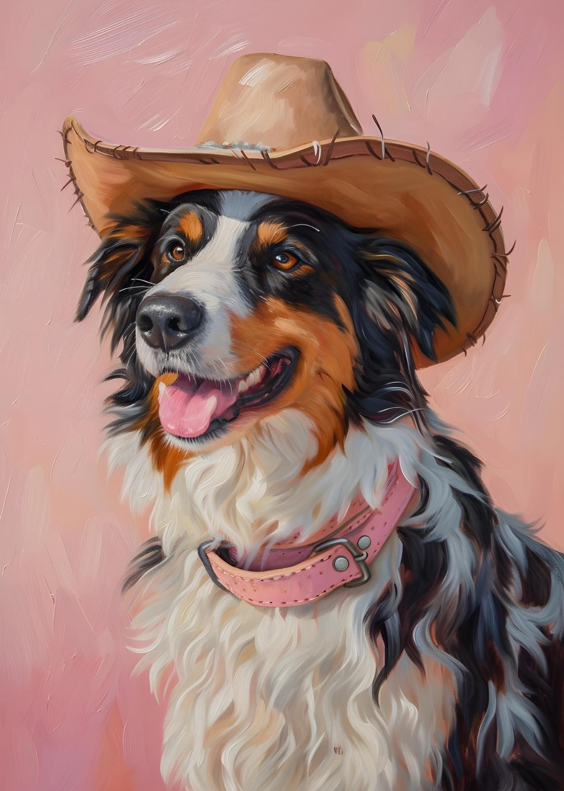 Cowboy Dog Portrait Wall Art - Pet Art