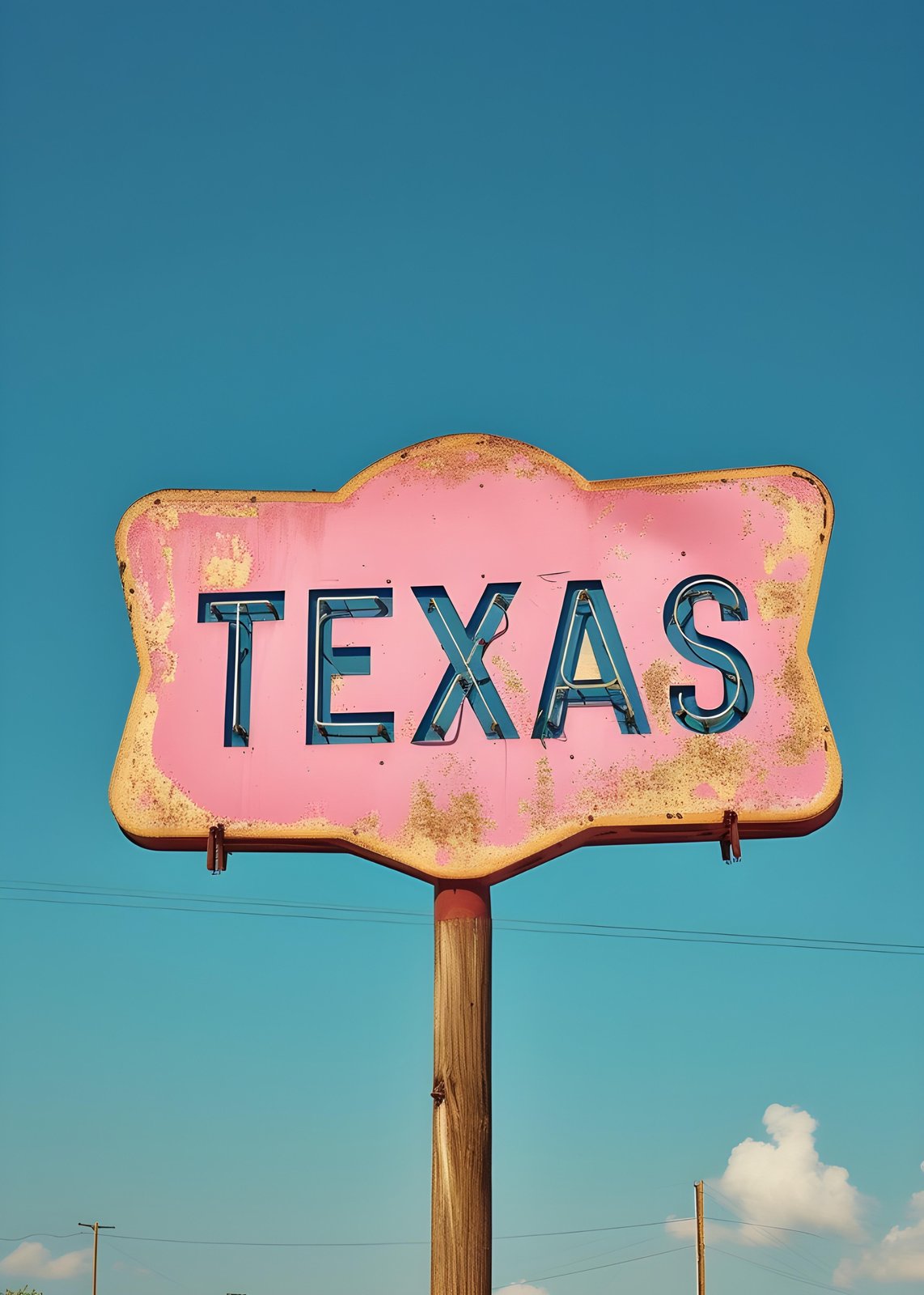 Retro Texas Neon Sign Wall Art