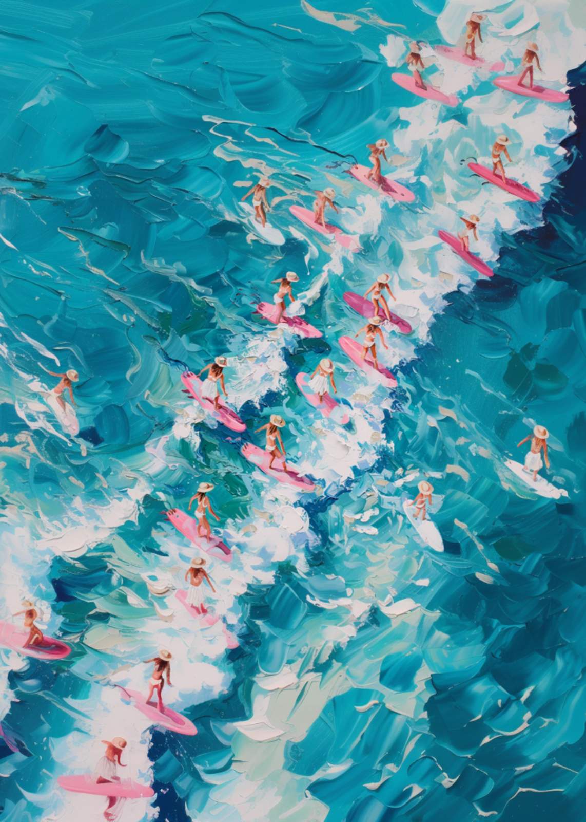 Surfing Girls Ocean Vibes Wall Art