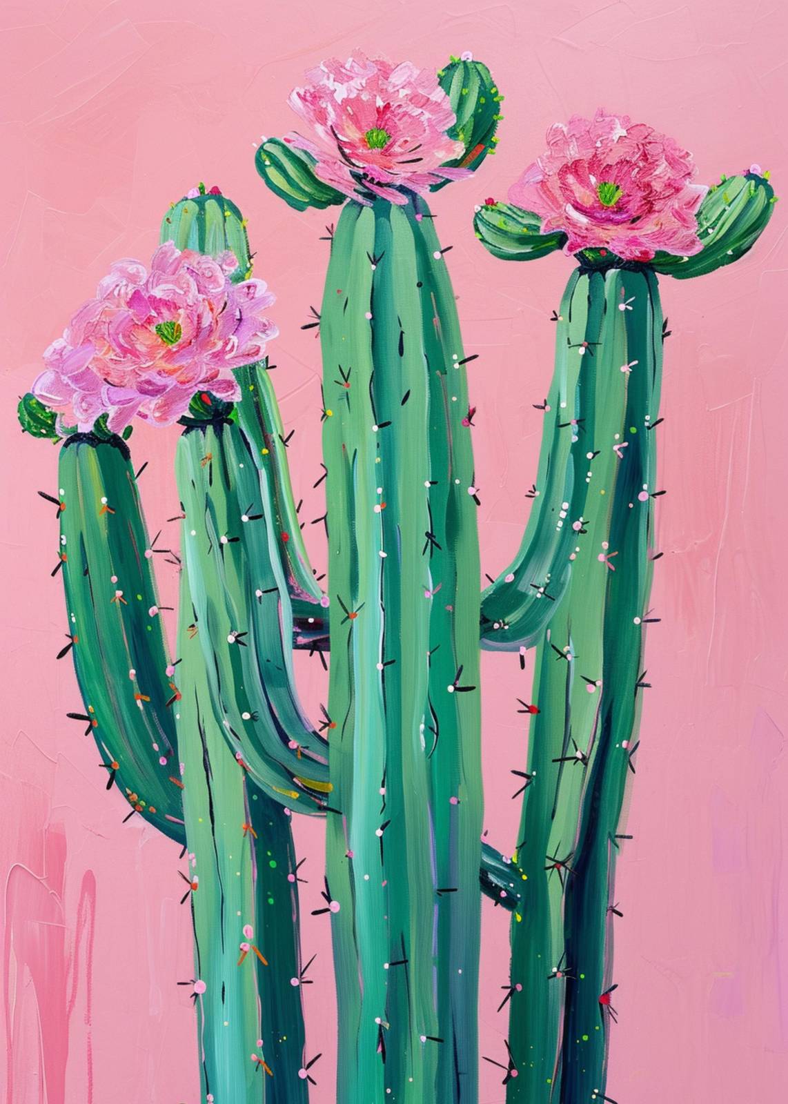 Vibrant Floral Cactus Desert Vibes Wall Art
