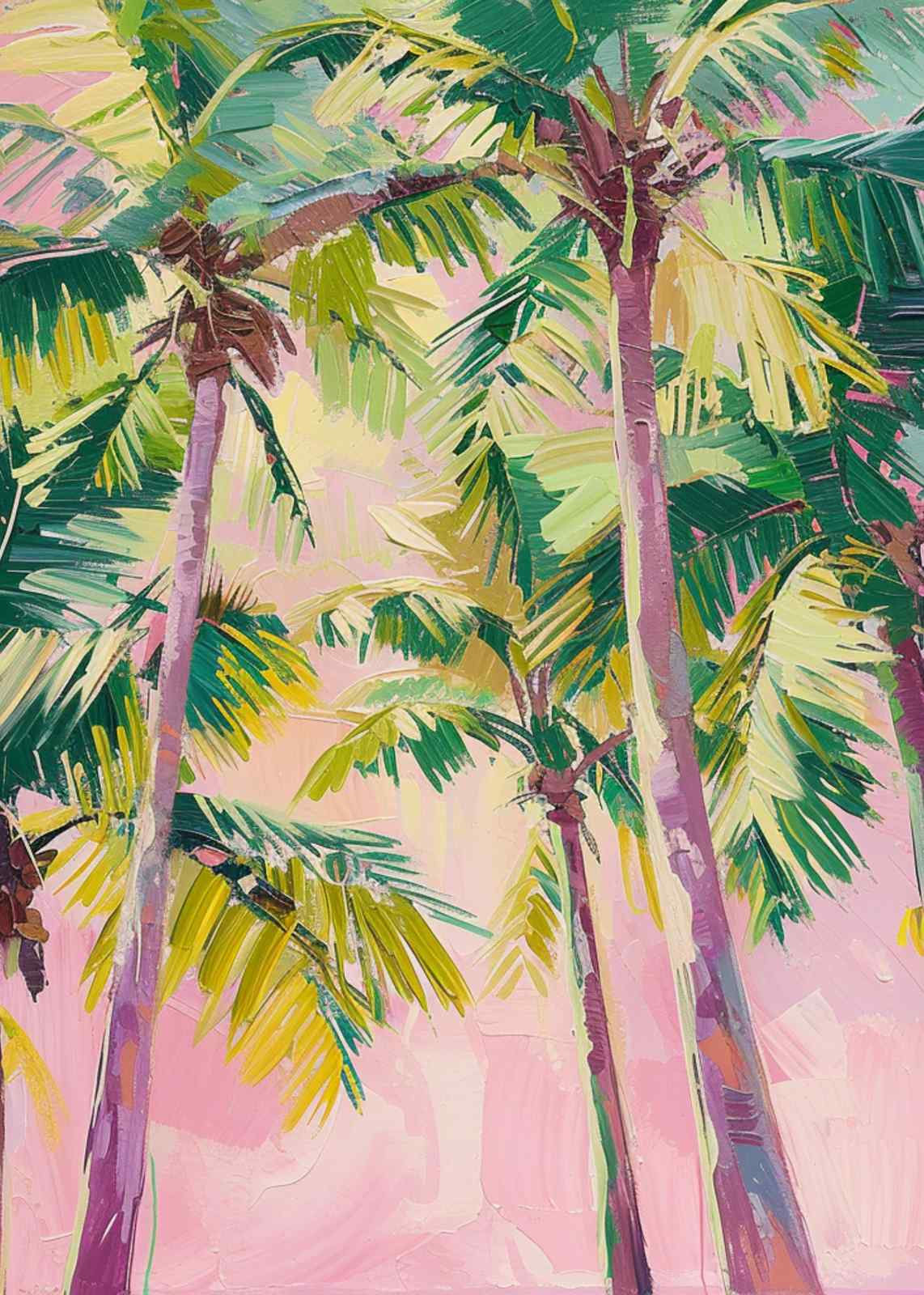 Vibrant Palm Trees Impressionist Wall Art