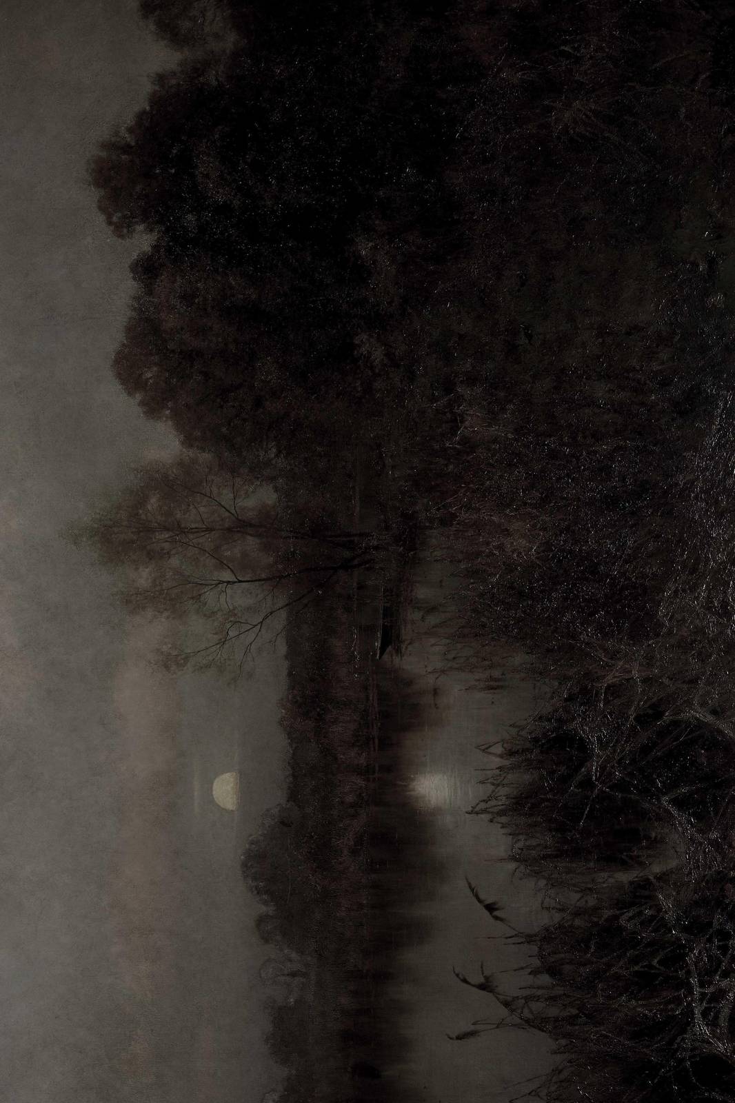 Mysterious Moonlight River Landscape Wall Art