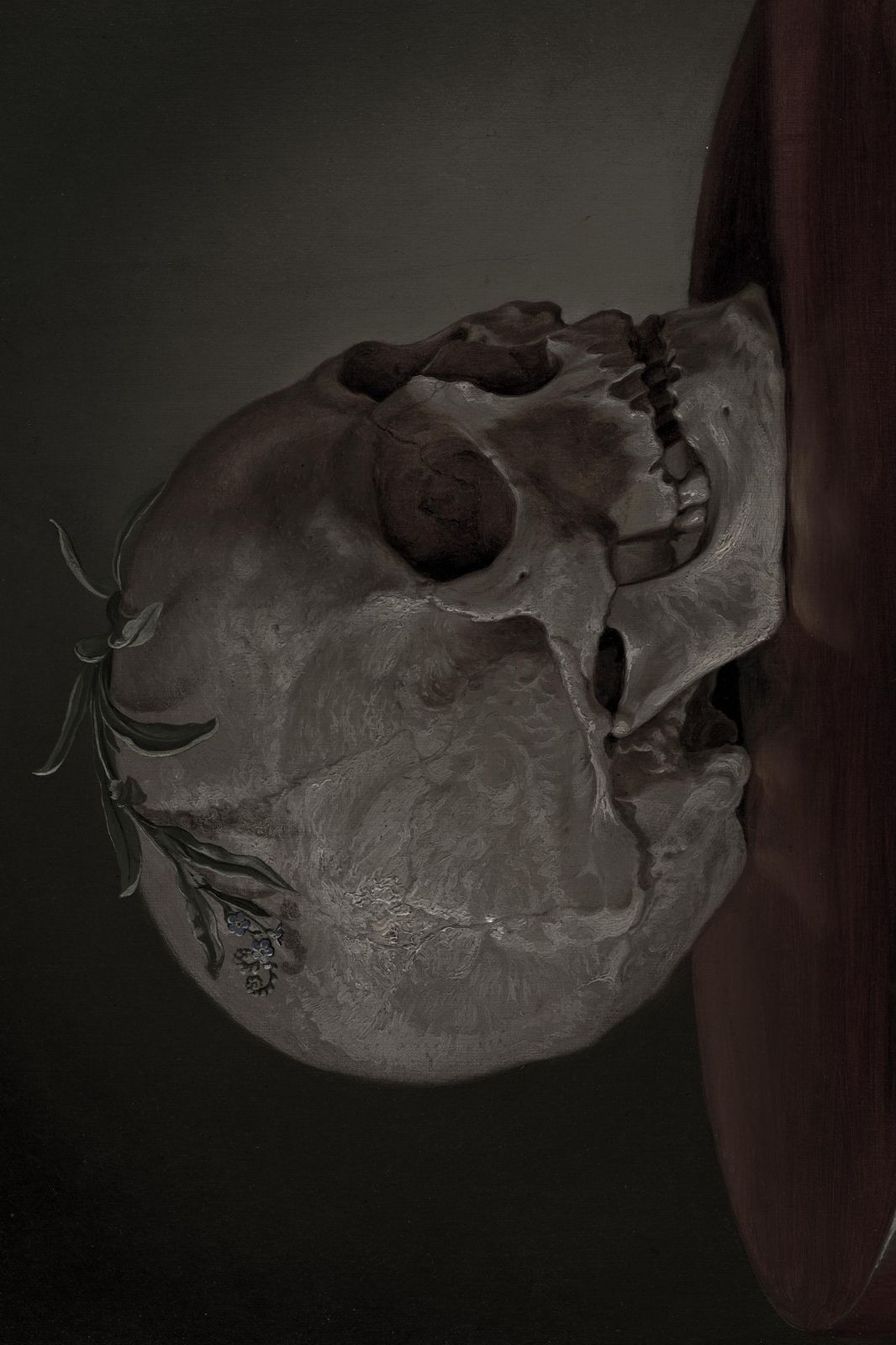 Mournful Skull with Laurel Botanical Wall Art