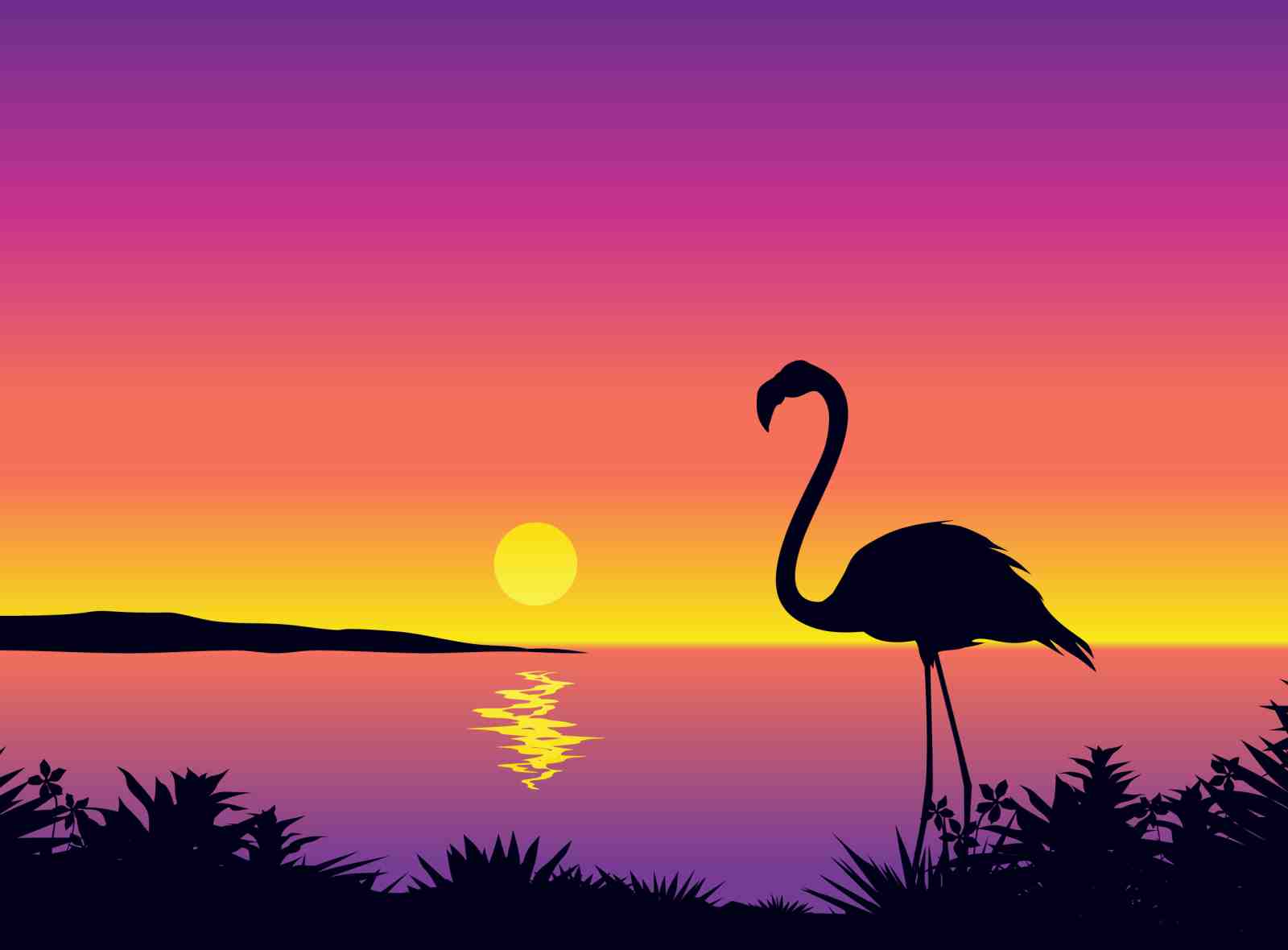 Vibrant Flamingo Sunset Wall Art