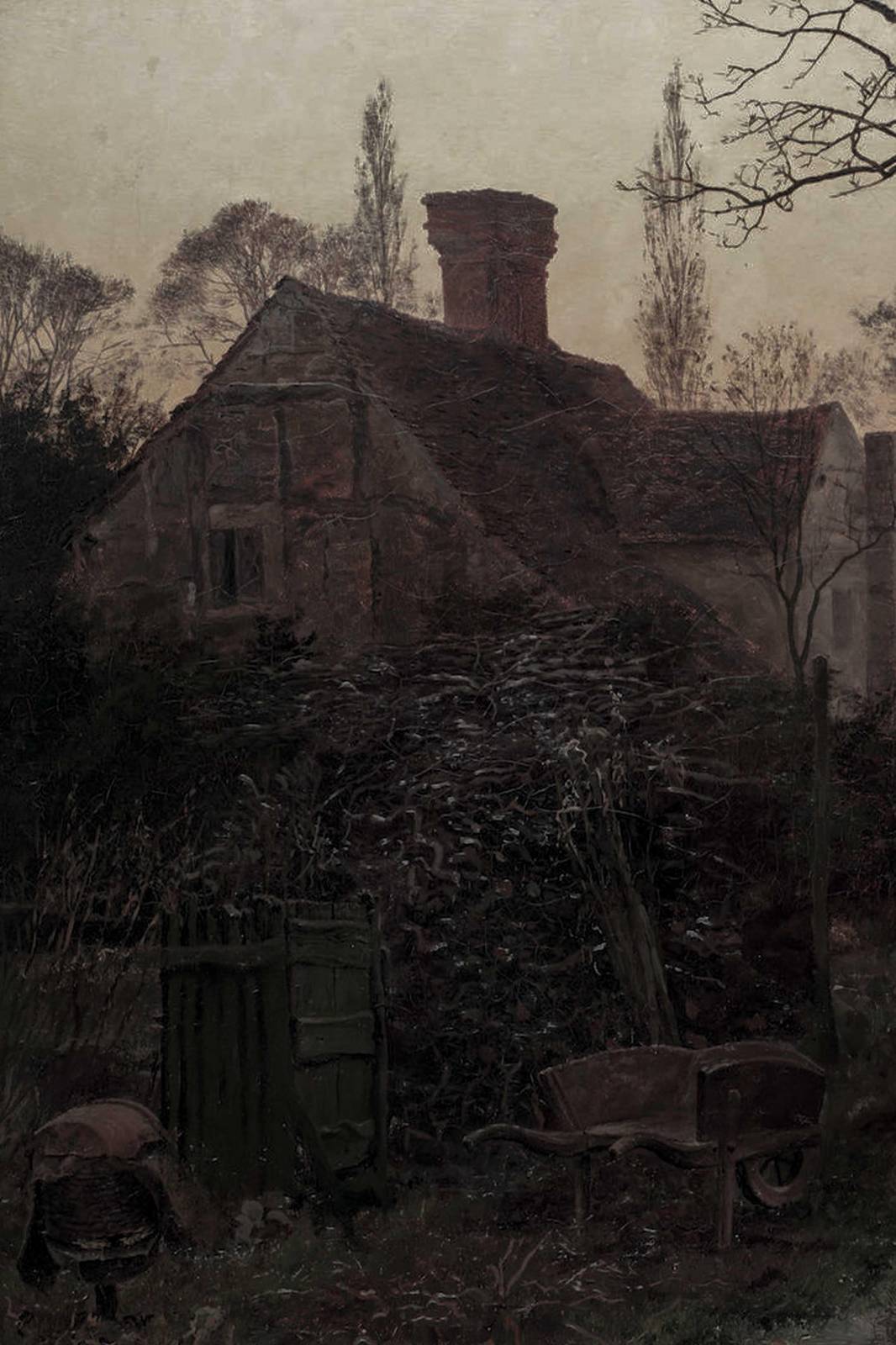 Rustic Cottage Evening Landscape Wall Art