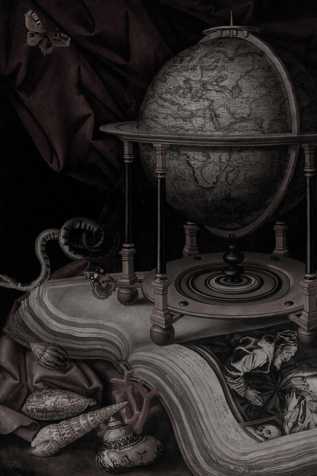 Mysterious Globe & Serpent Vintage Art Wall Art