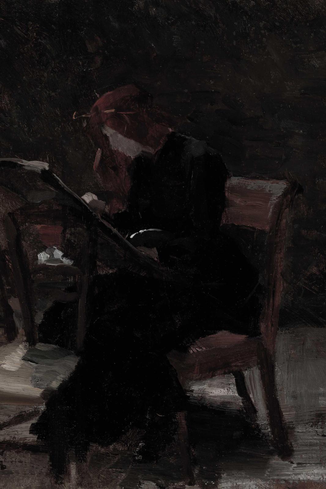 Mysterious Figure in Victorian Study Wall Art