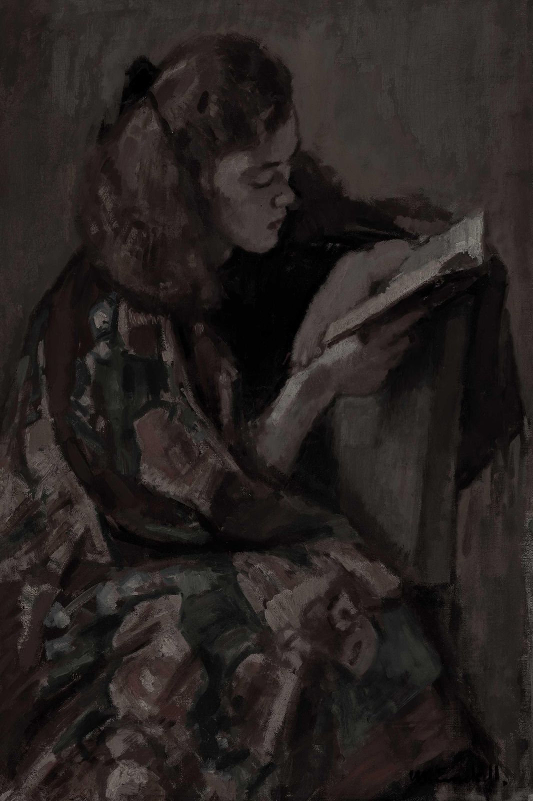 Vintage Reading Woman Dark Academia Wall Art