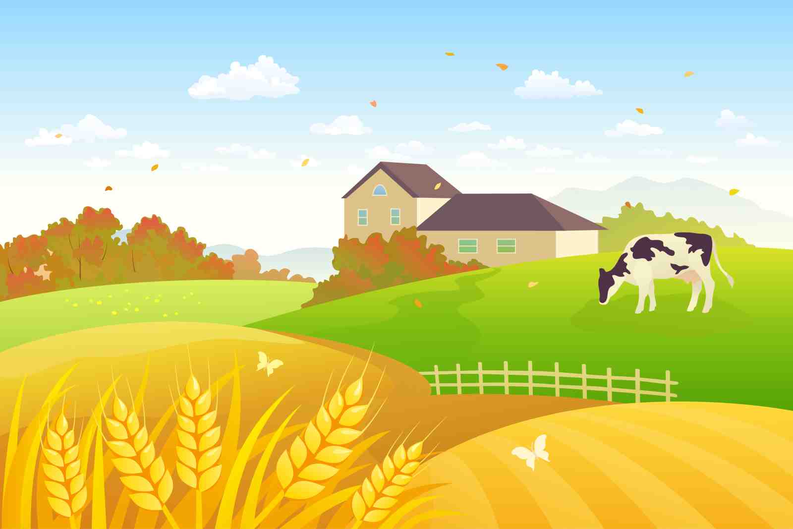 Golden Harvest Farm & Cow Wall Art