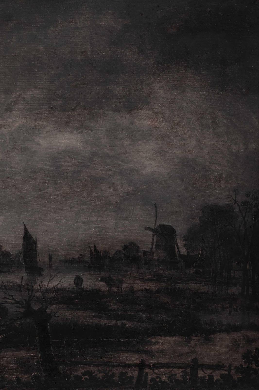 Vintage Dutch Landscape Windmill Wall Art