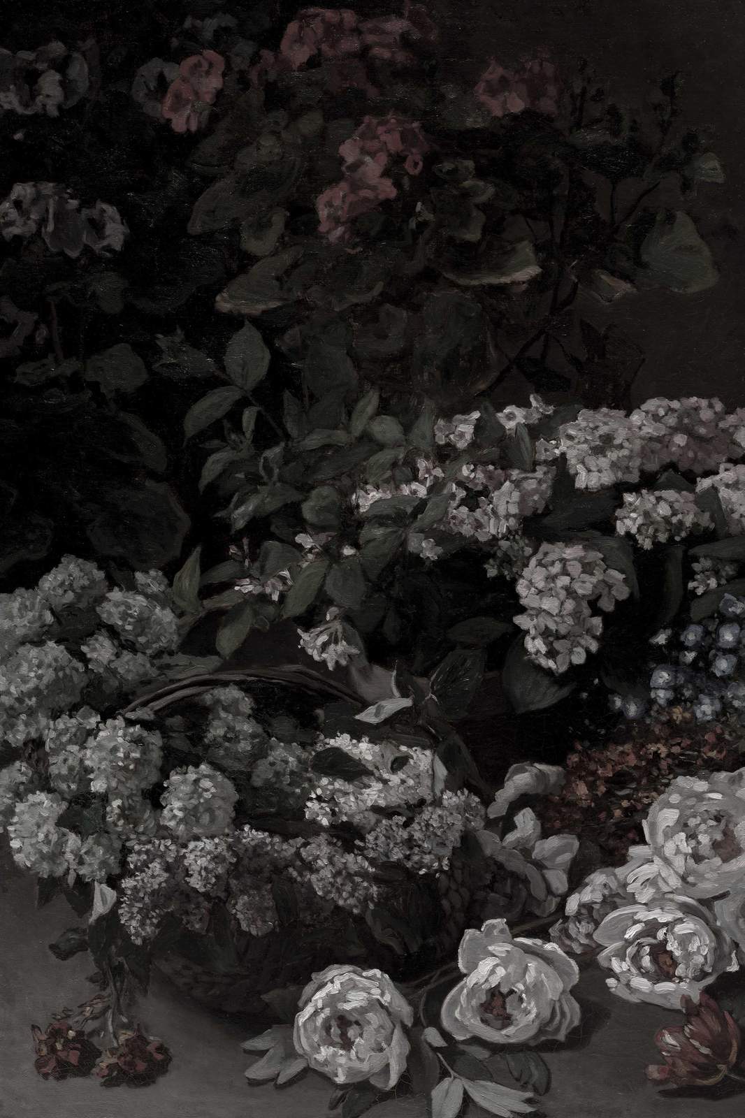 Dark Floral Still Life Vintage Wall Art