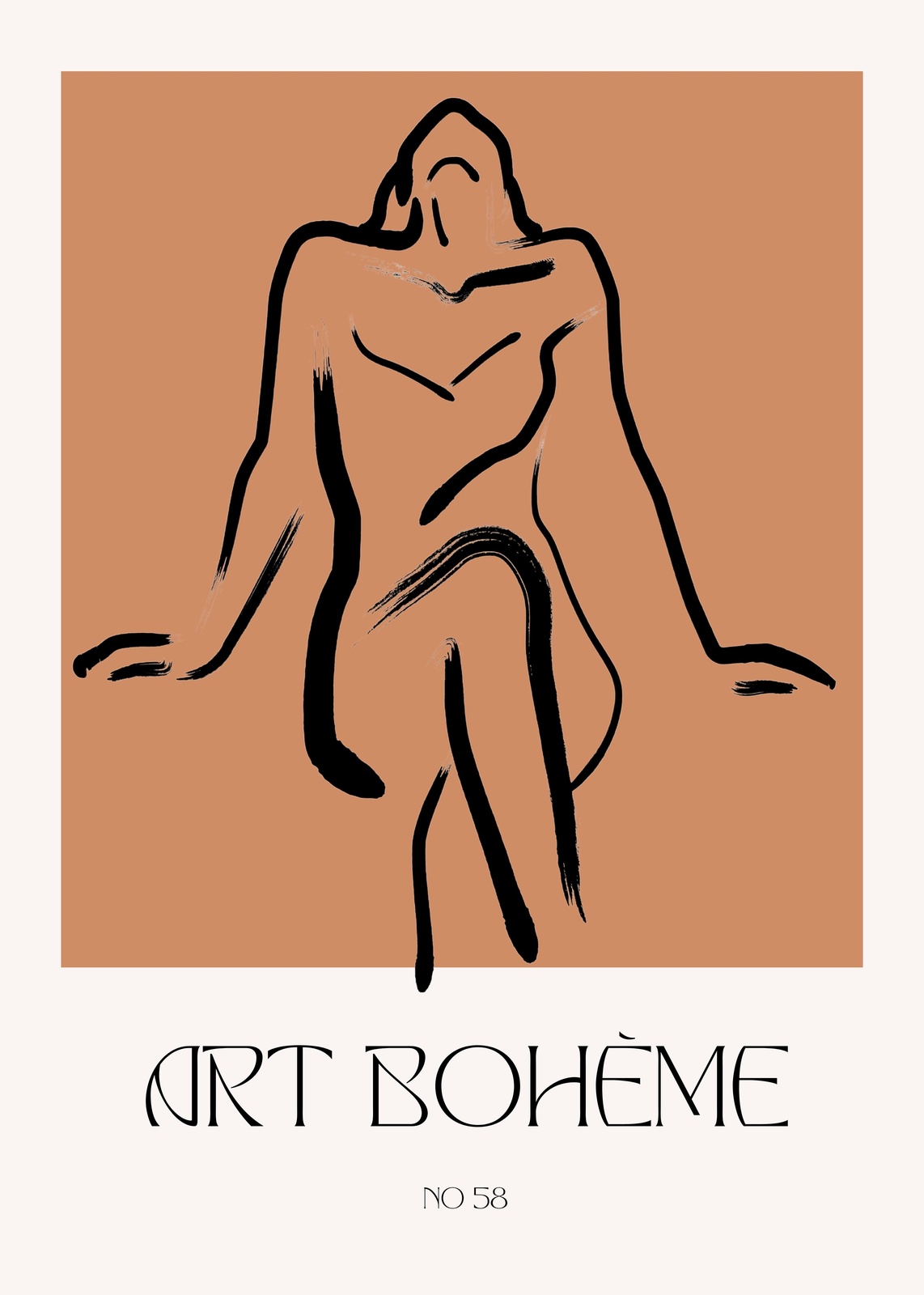 Bohemian Figure Abstract Black & Terracotta Wall Art