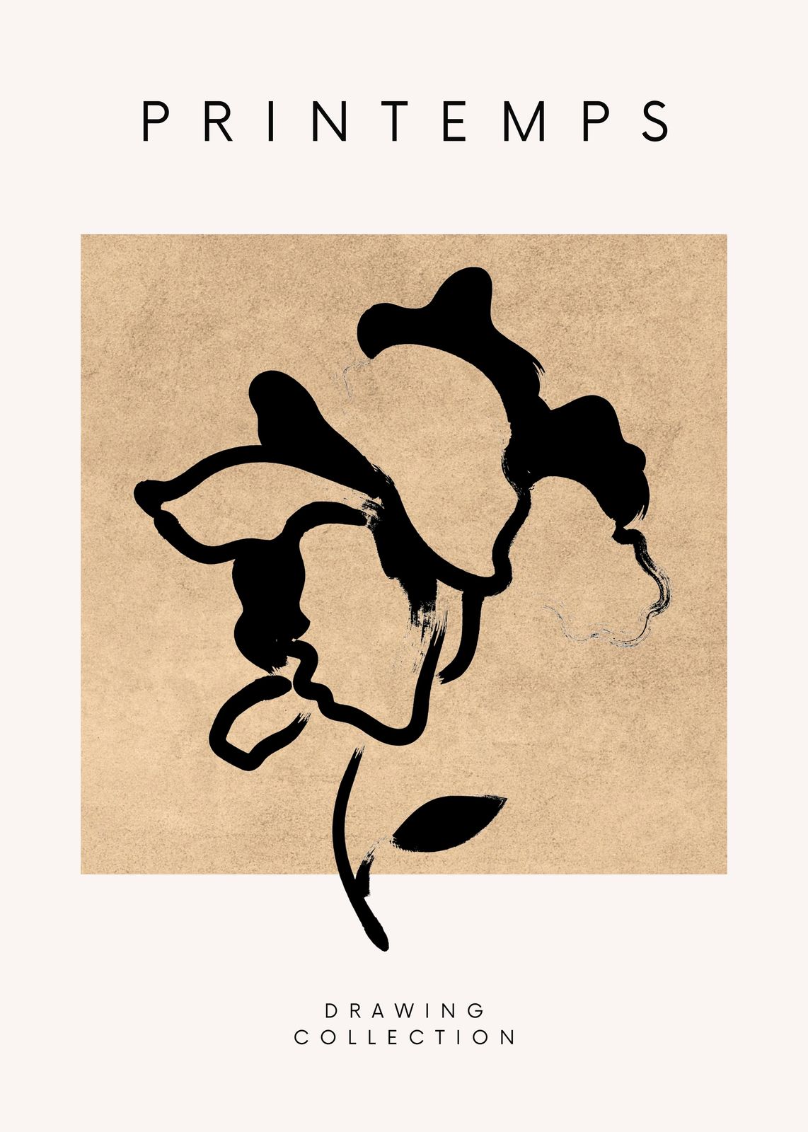 Minimalist Black Flower Print Canvas
