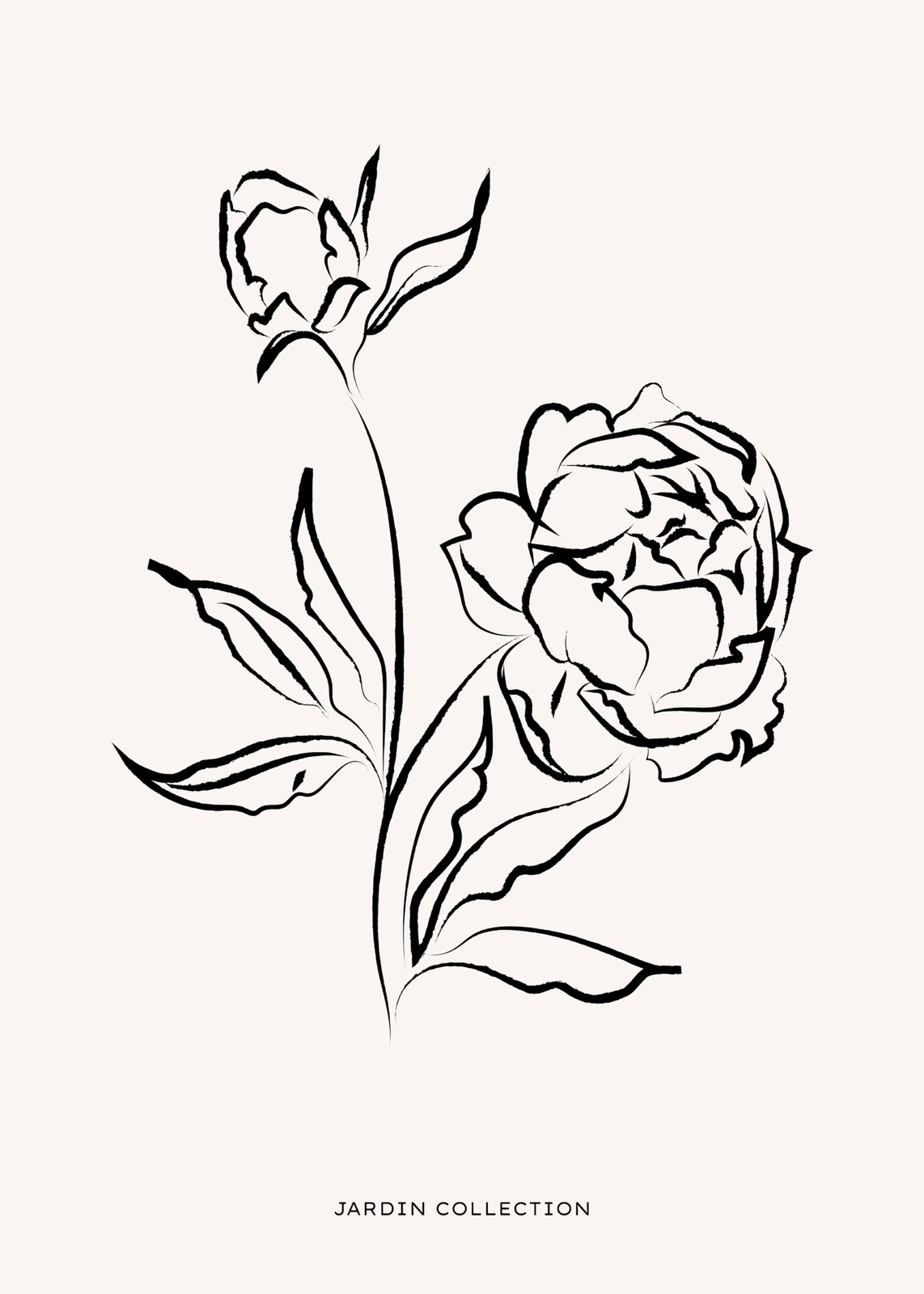 Minimalist Peony Botanical Line Art Wall Art