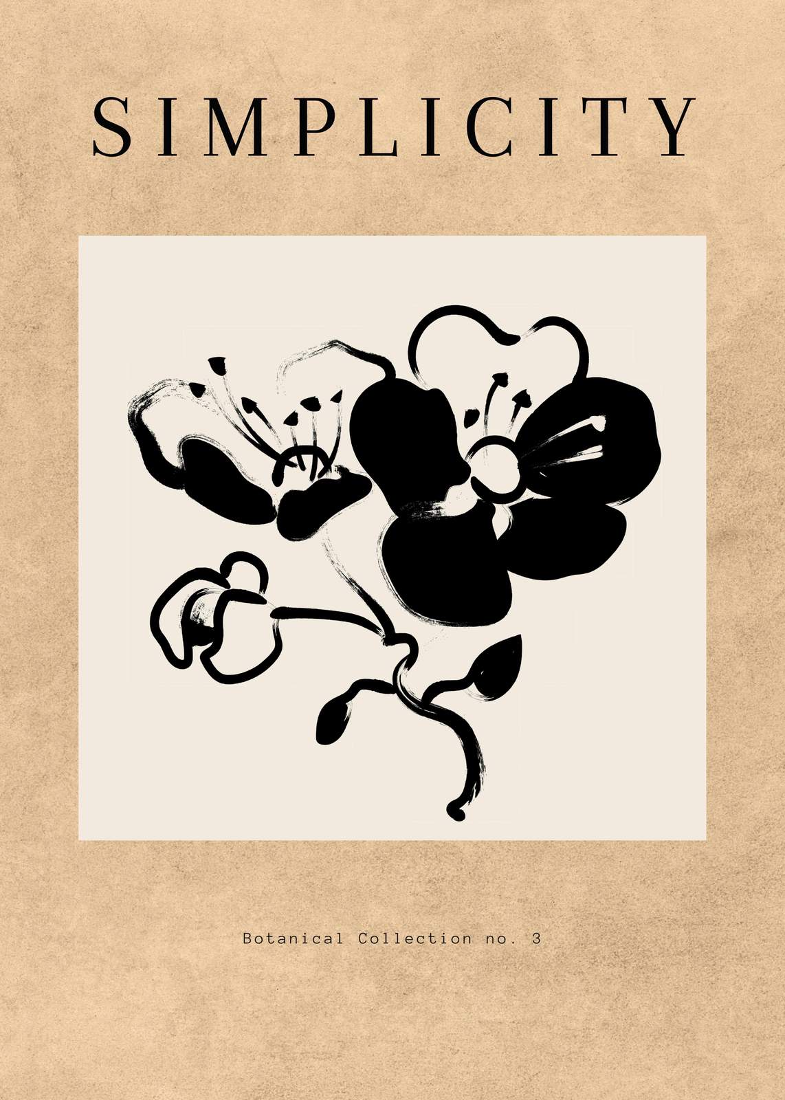 Minimalist Floral Black & Cream Wall Art