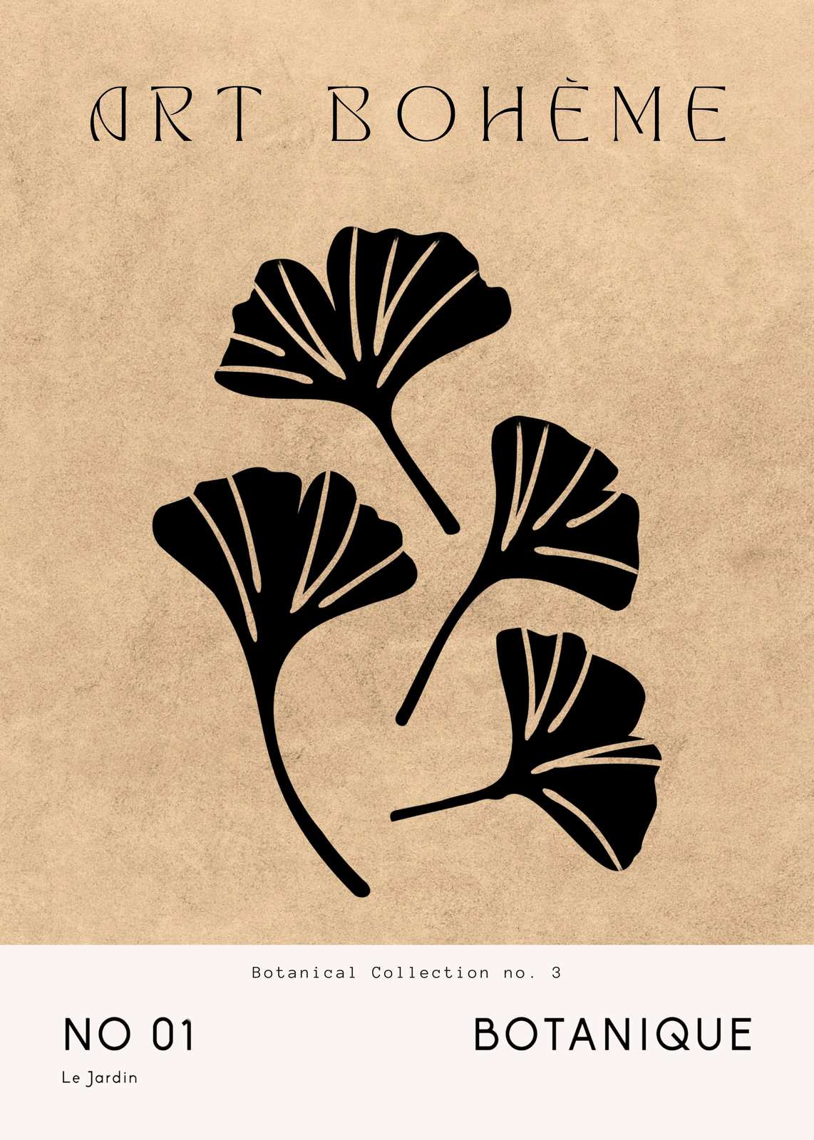Black Ginkgo Leaf Minimalist Botanical Wall Art