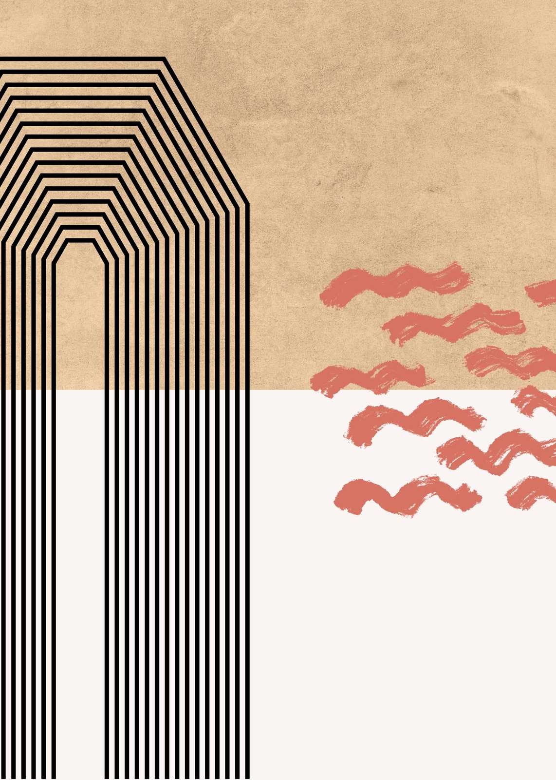 Boho Arch & Waves Wall Art - Modern Abstract Art