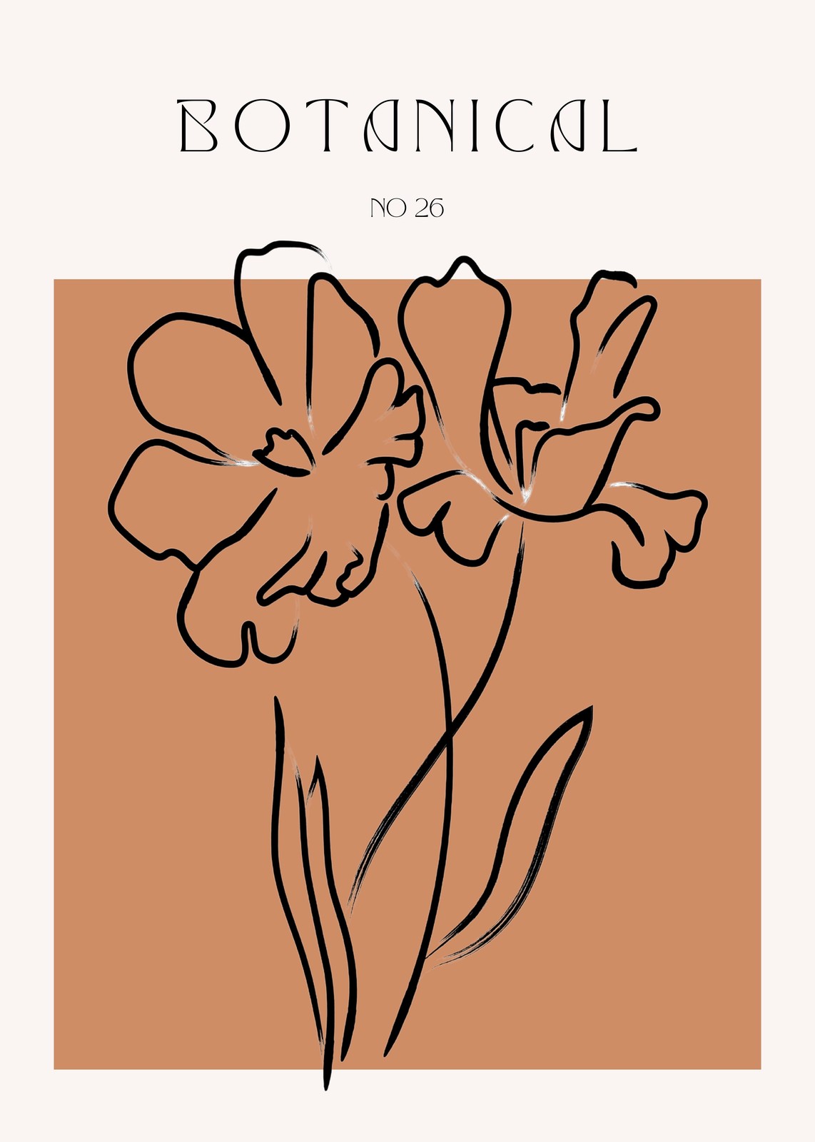 Elegant Botanical Flower Line Art Wall Art