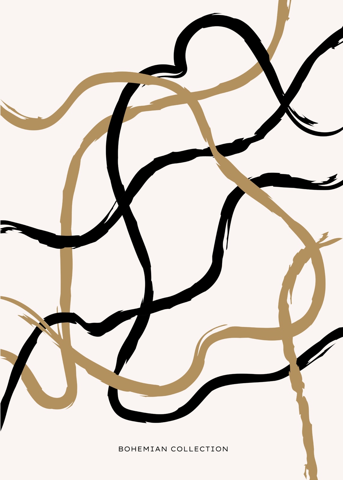 Modern Abstract Swirls Gold & Black Wall Art