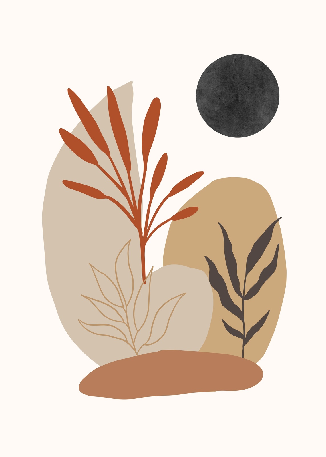 Boho Abstract Botanical Wall Art