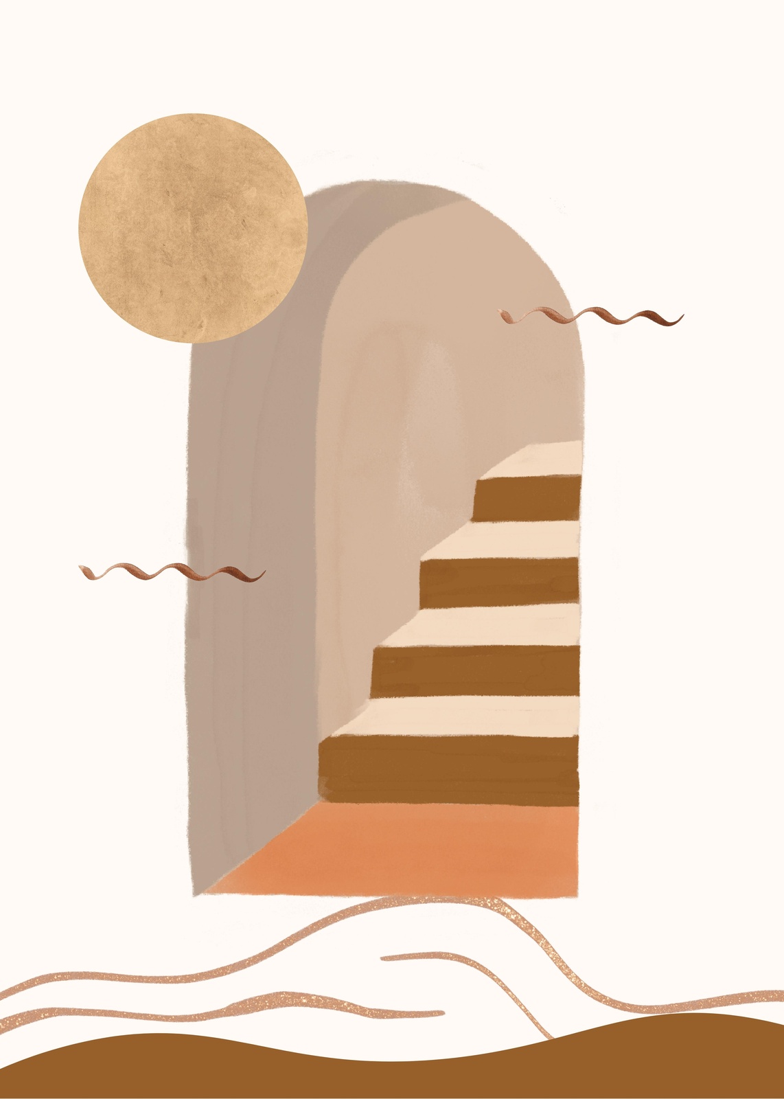 Boho Archway & Stairs Abstract Wall Art
