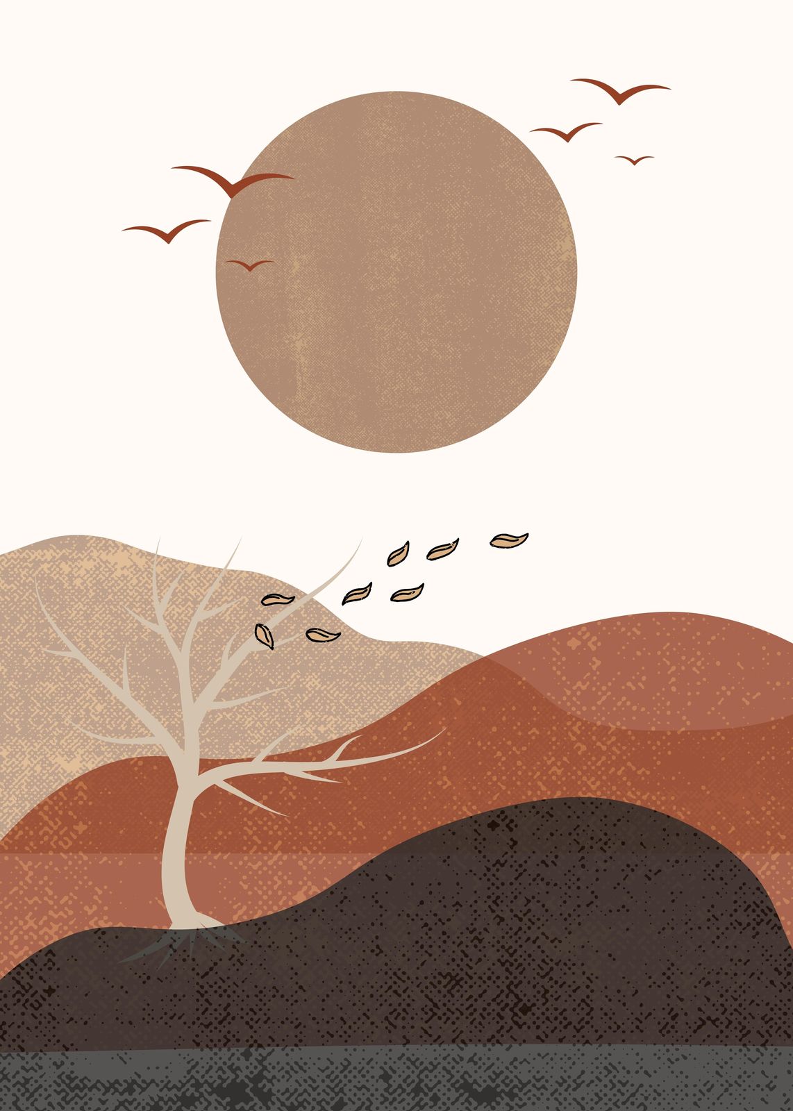 Boho Desert Landscape Birds Wall Art