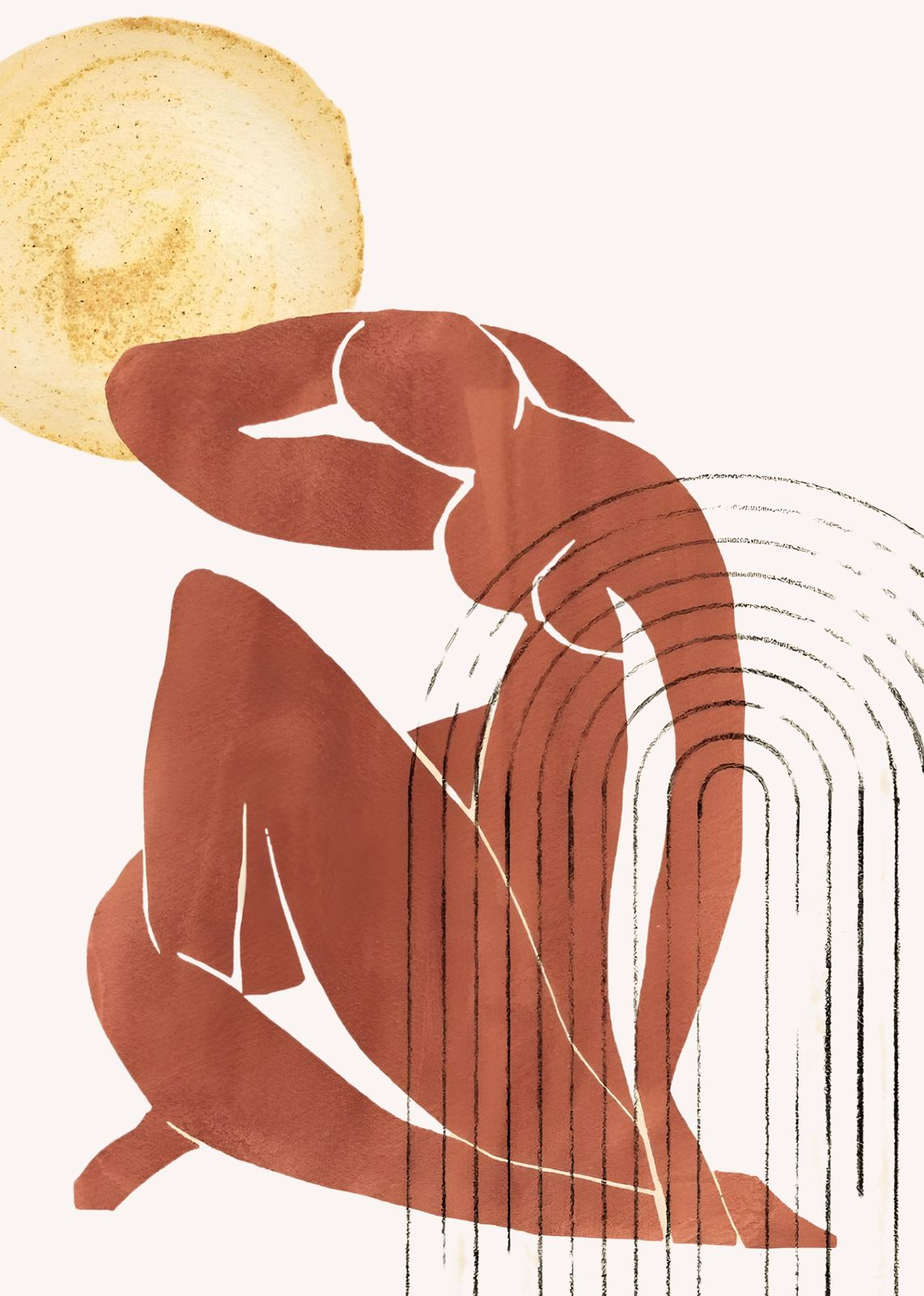 Boho Abstract Figure Earth Tones Wall Art