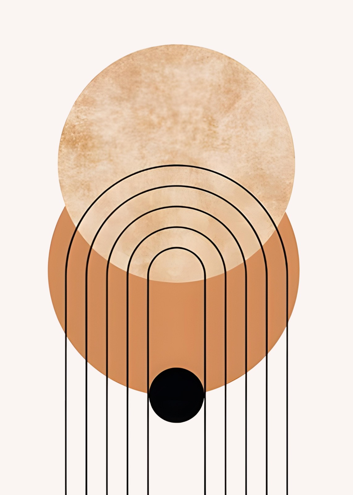 Boho Arch Geometric Beige & Orange Wall Art