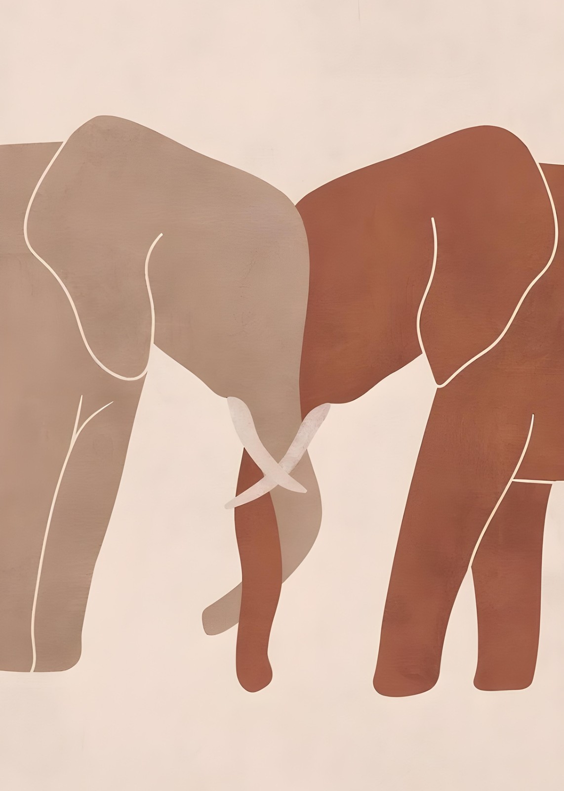 Abstract Elephants Boho Wall Art
