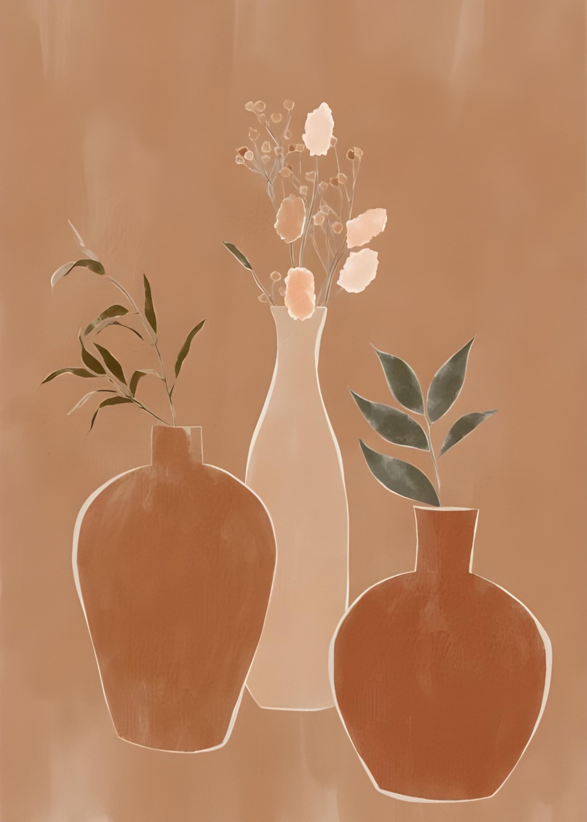 Minimalist Floral Vases Wall Art