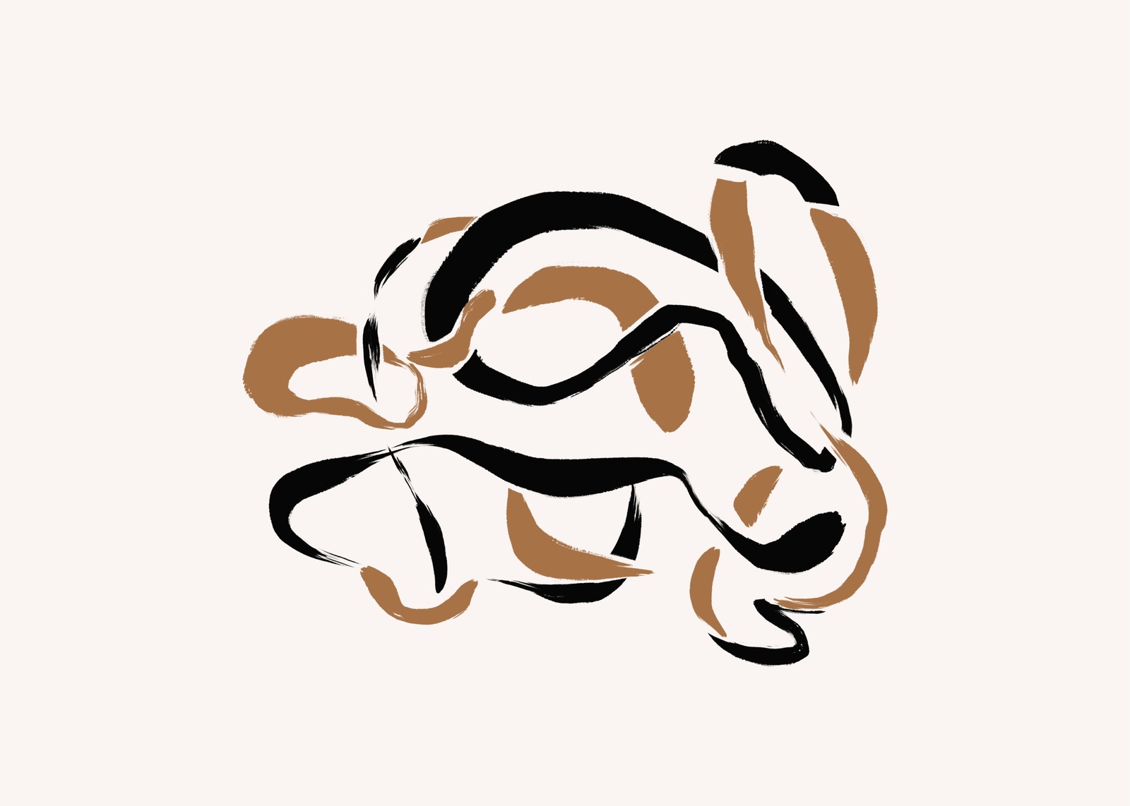 Abstract Brush Stroke Black & Tan Wall Art