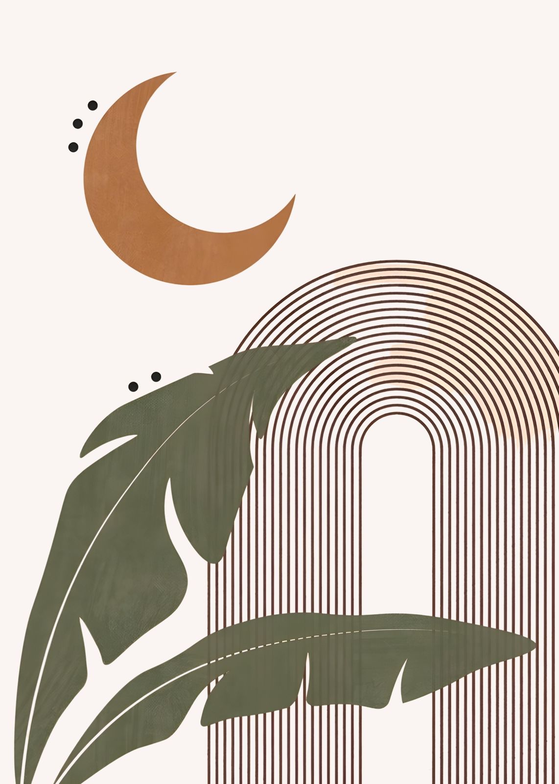 Boho Abstract Arch & Moon Wall Art