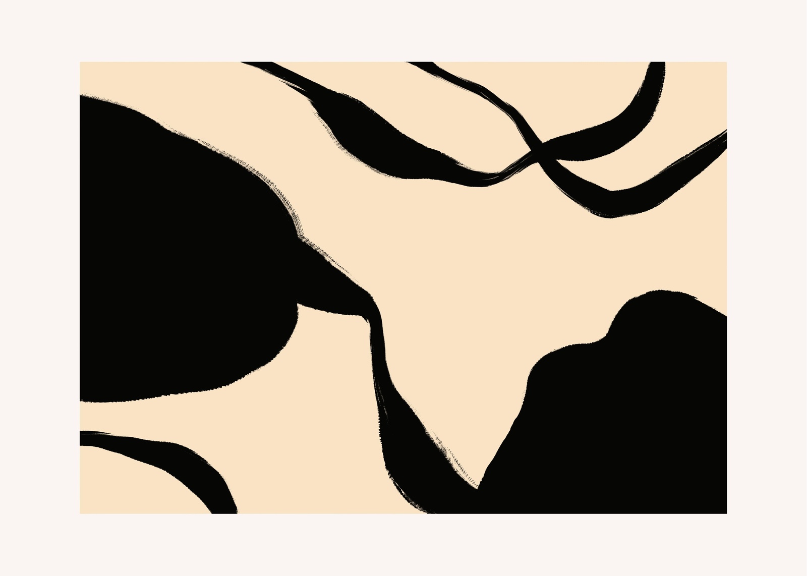 Abstract Black & Beige Organic Forms Wall Art