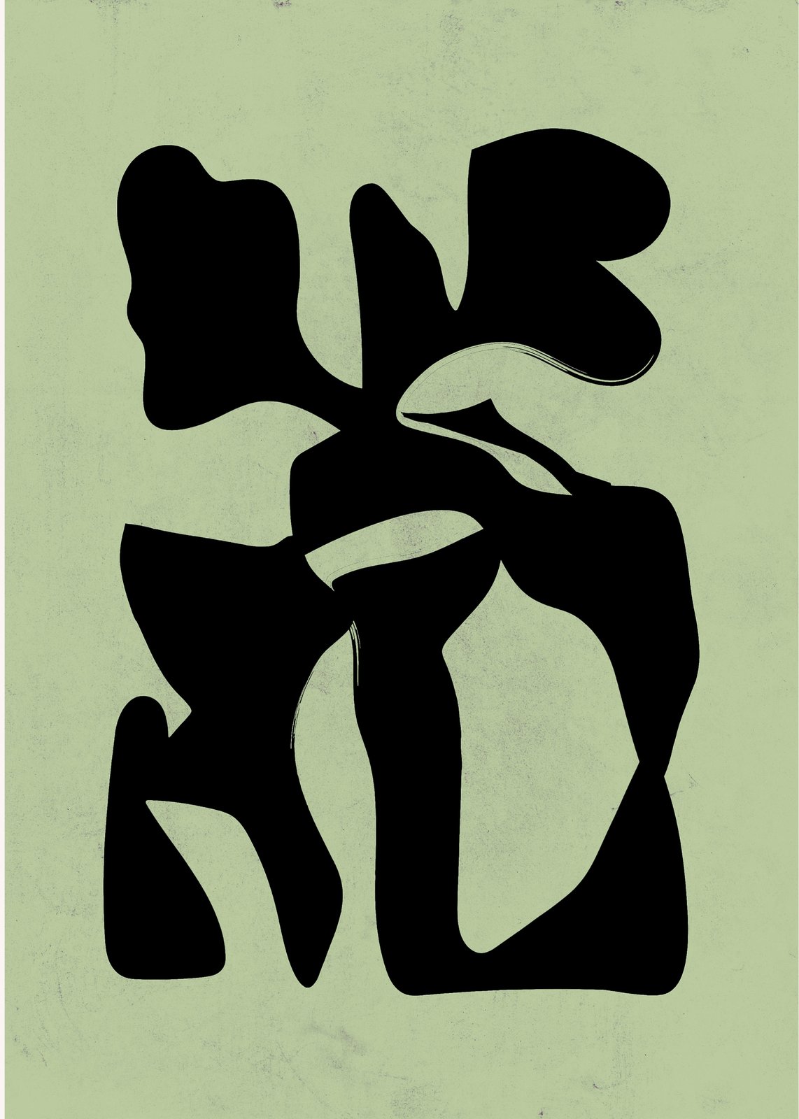 Abstract Black & Sage Green Wall Art