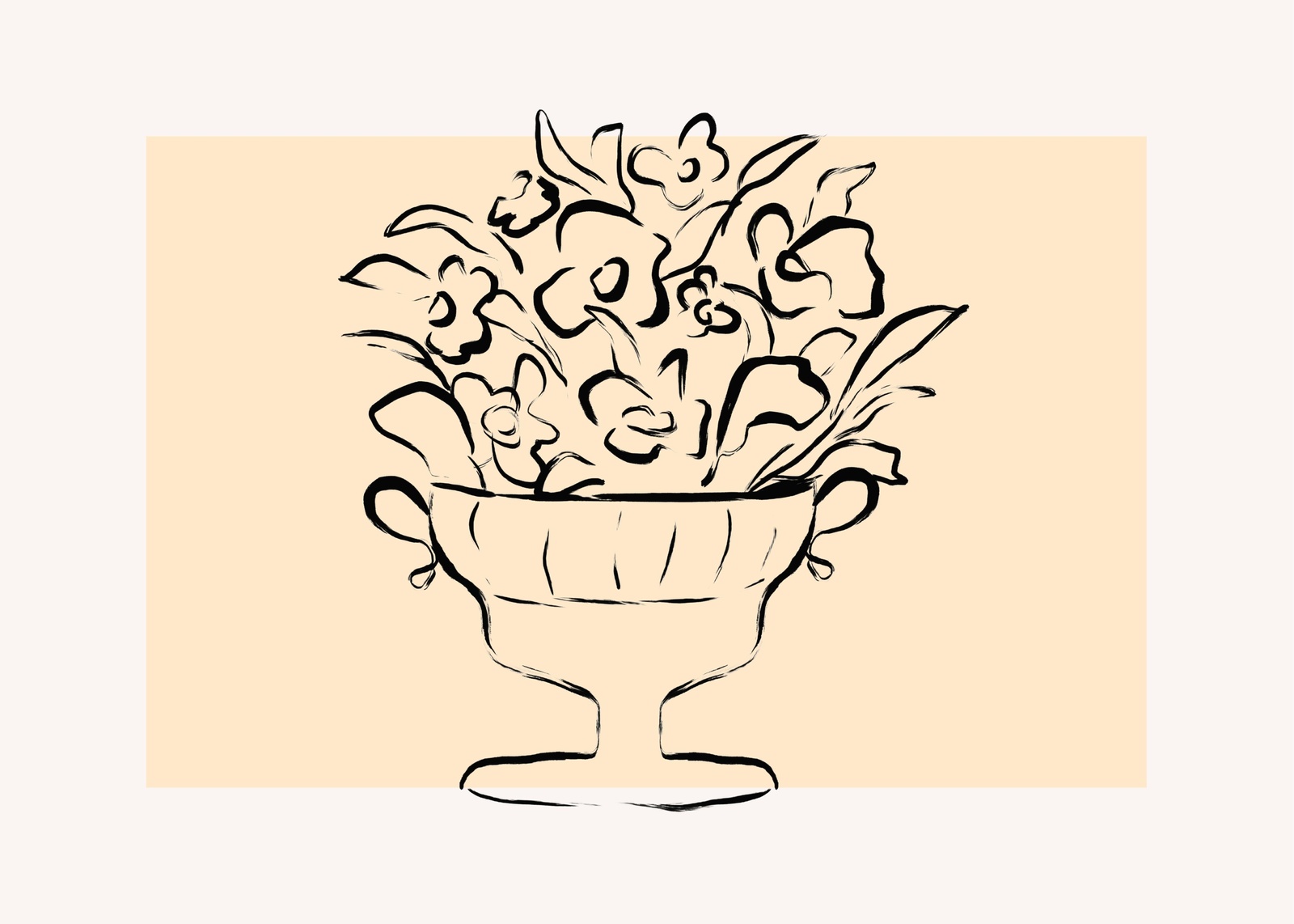 Minimalist Floral Urn Line Art Wall Art