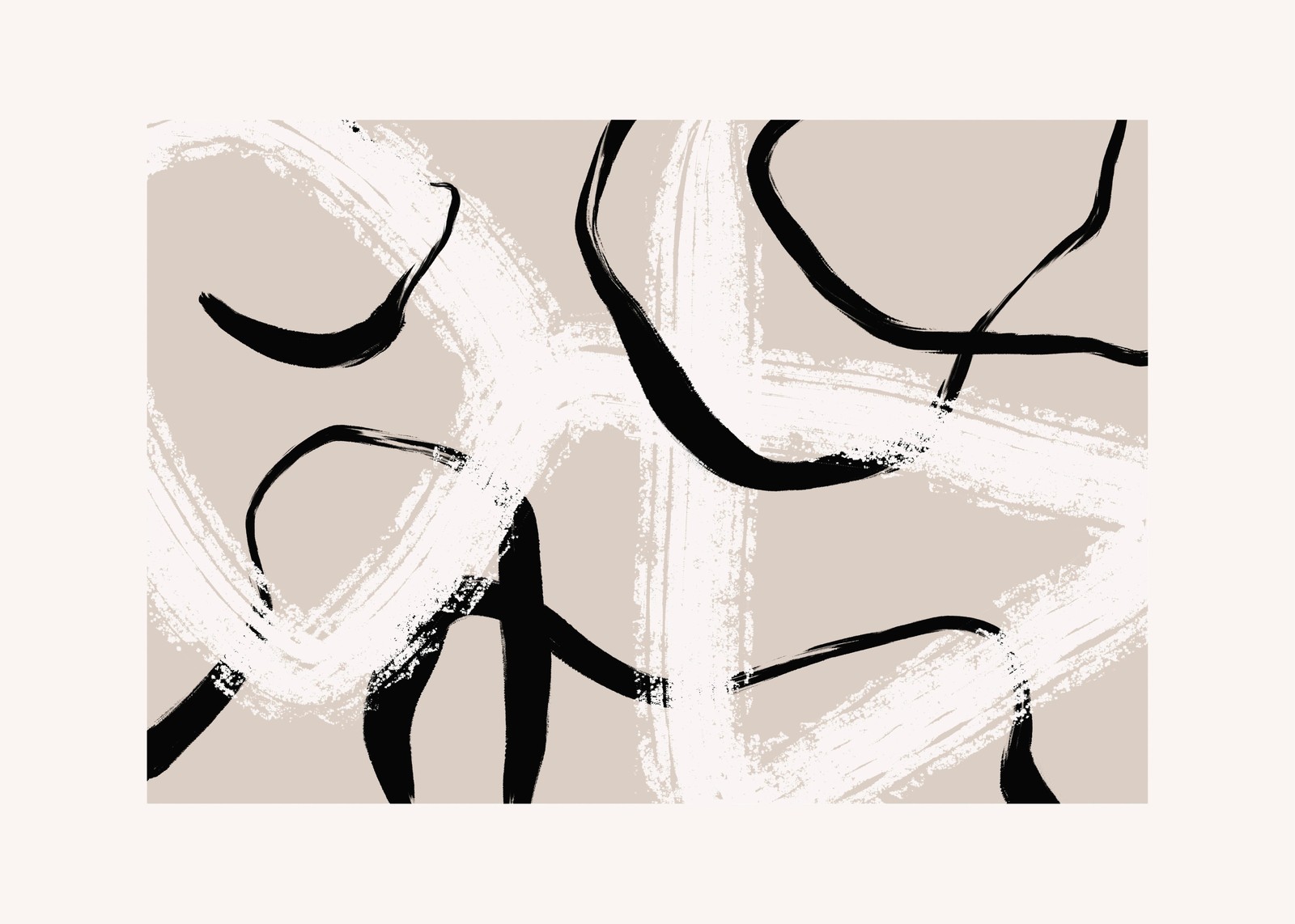 Modern Abstract Black & Beige Wall Art