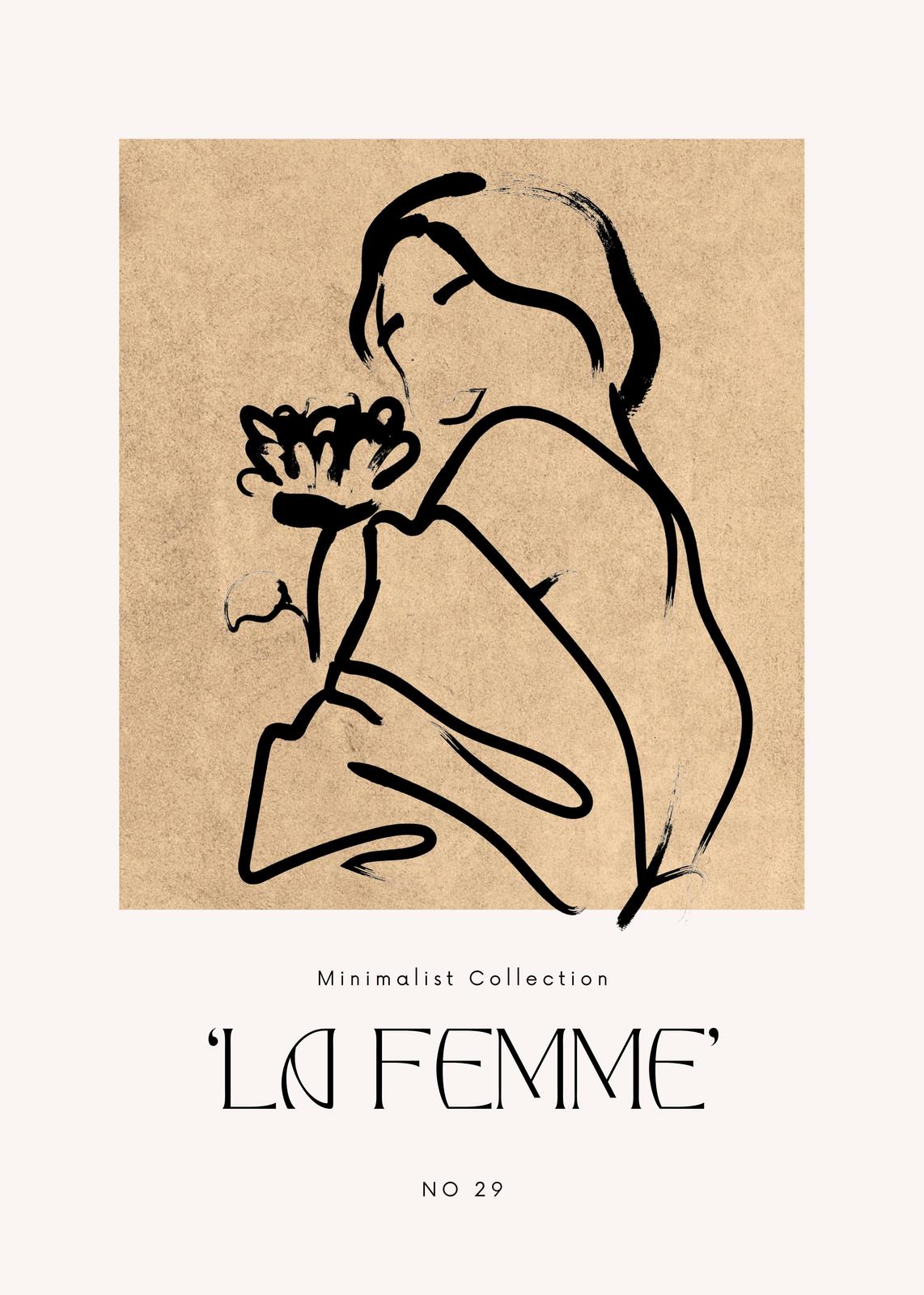 Minimalist Woman & Flower Wall Art